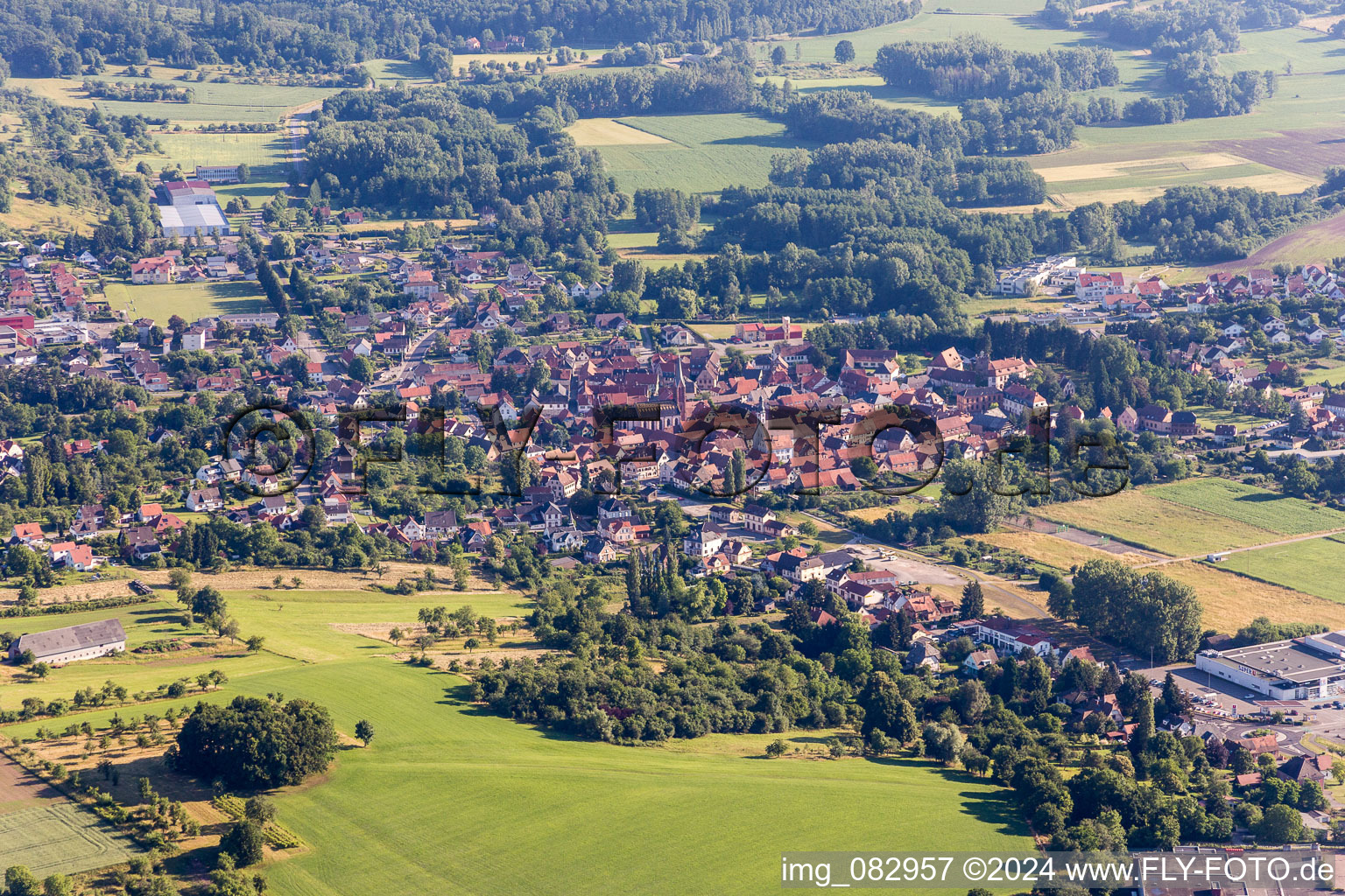 Town View of the streets and houses of the residential areas in WA?rth in Grand Est, France