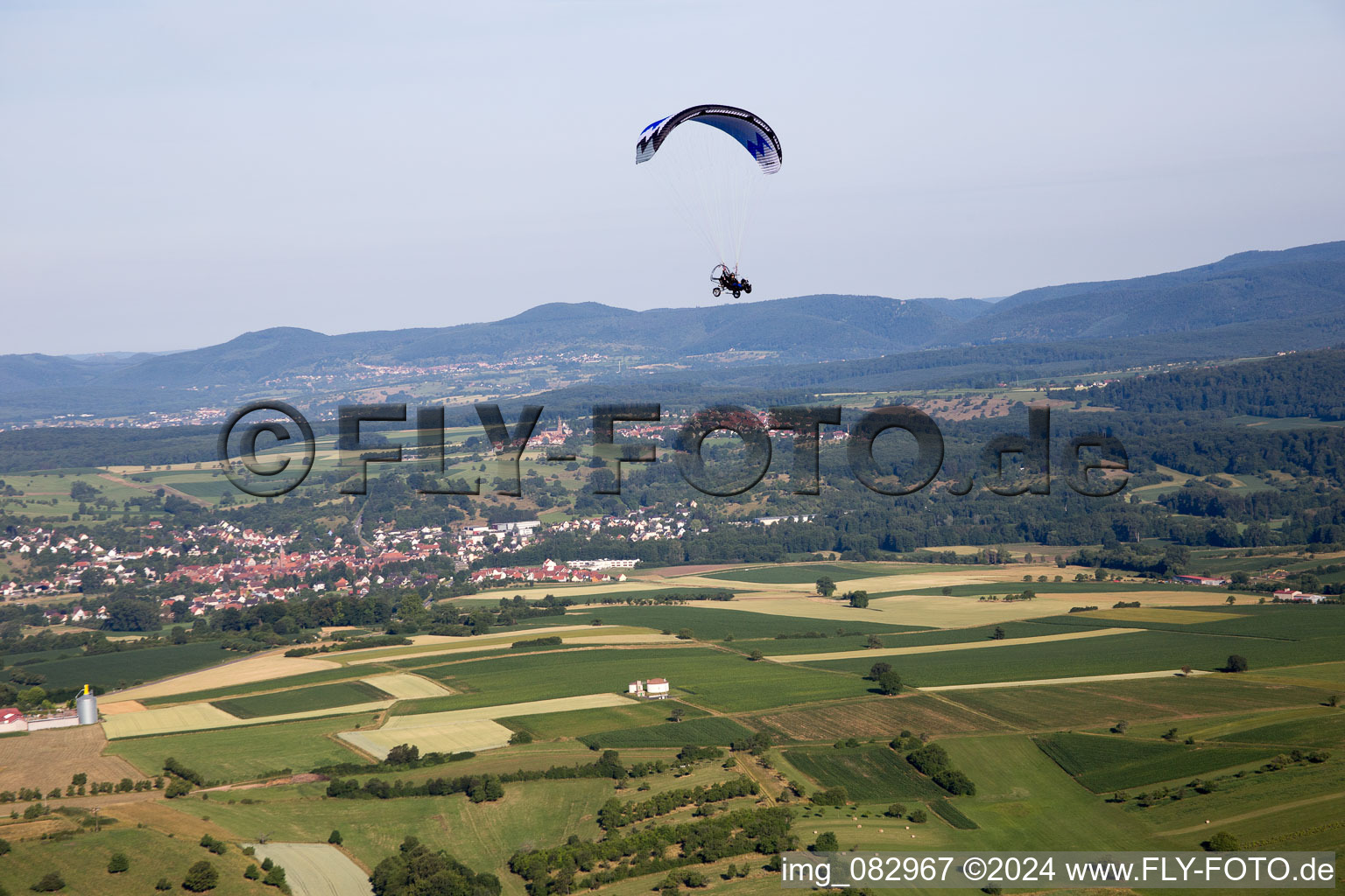 Aerial view of Gœrsdorf in the state Bas-Rhin, France