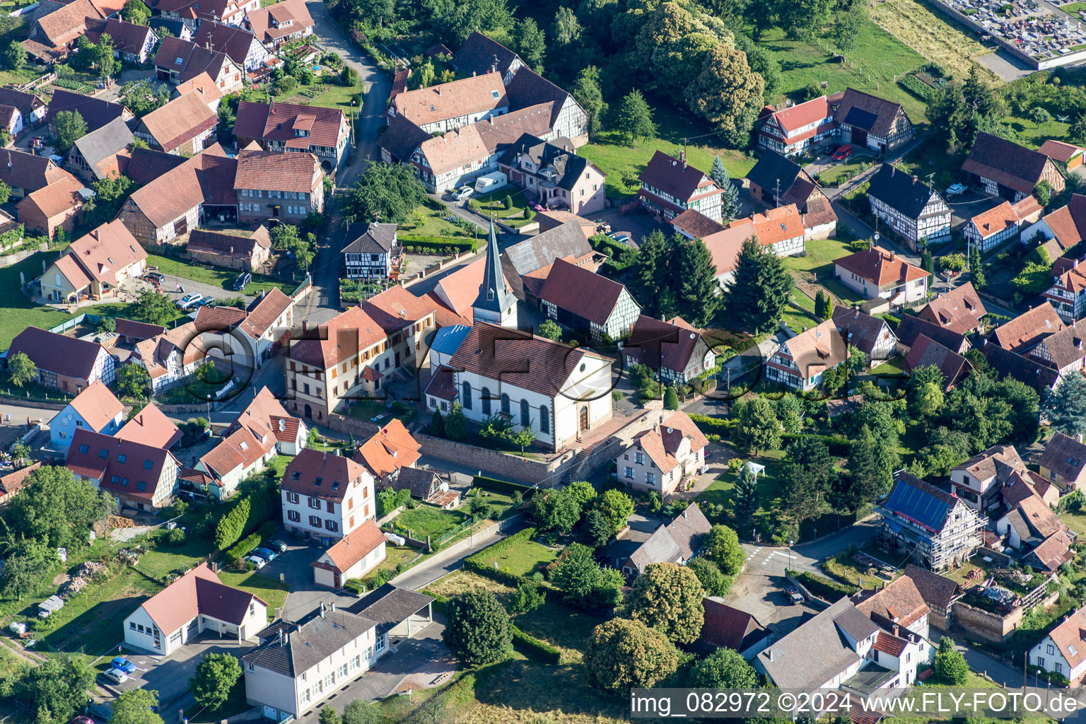 Church building in the village of in Lampertsloch in Grand Est, France