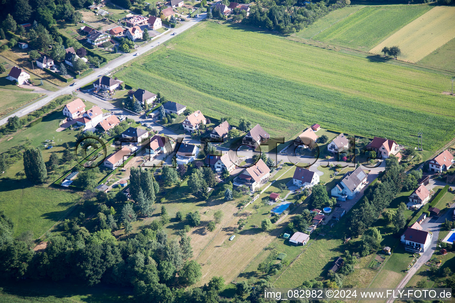 Aerial view of Cleebourg in the state Bas-Rhin, France