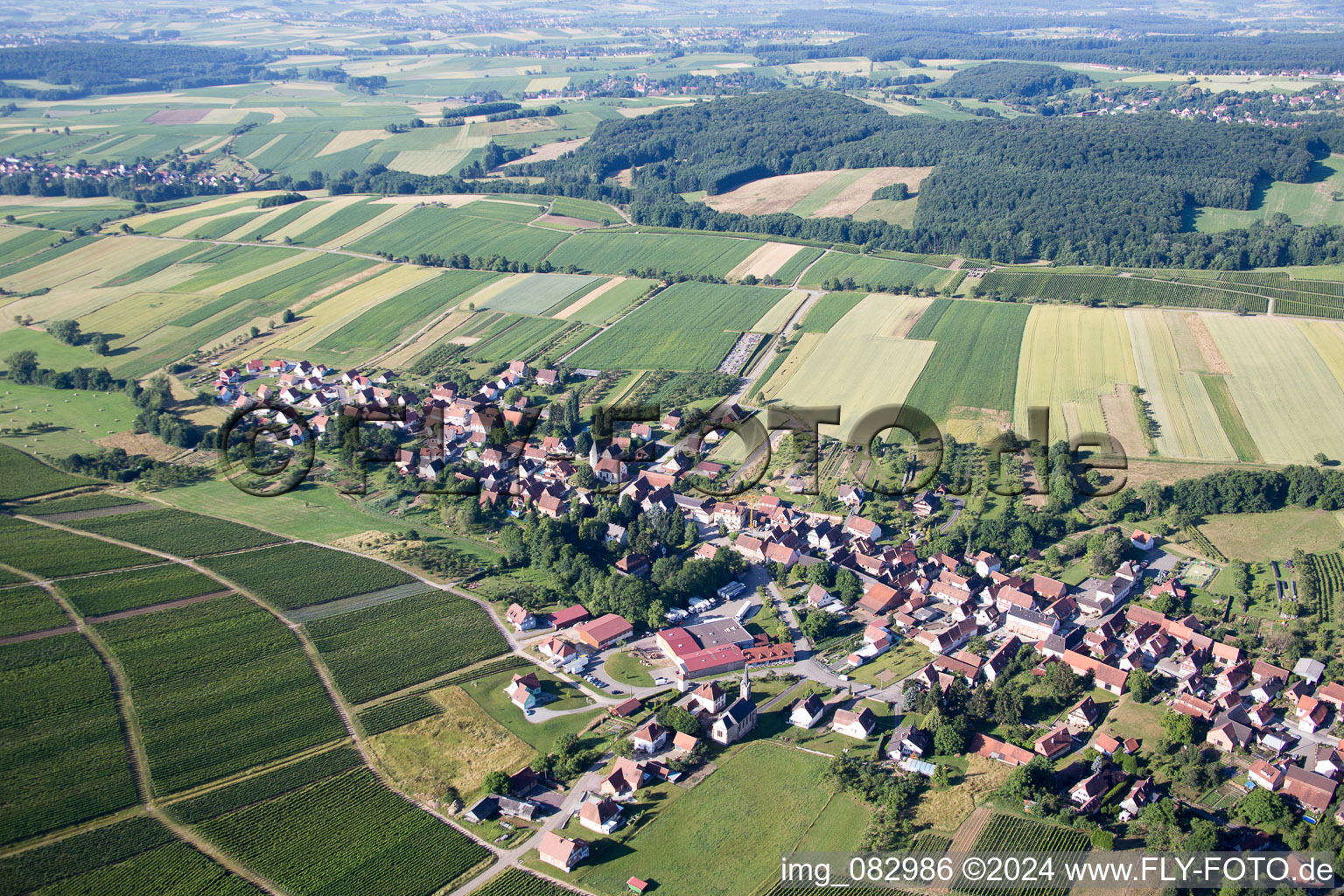 Cleebourg in the state Bas-Rhin, France from above