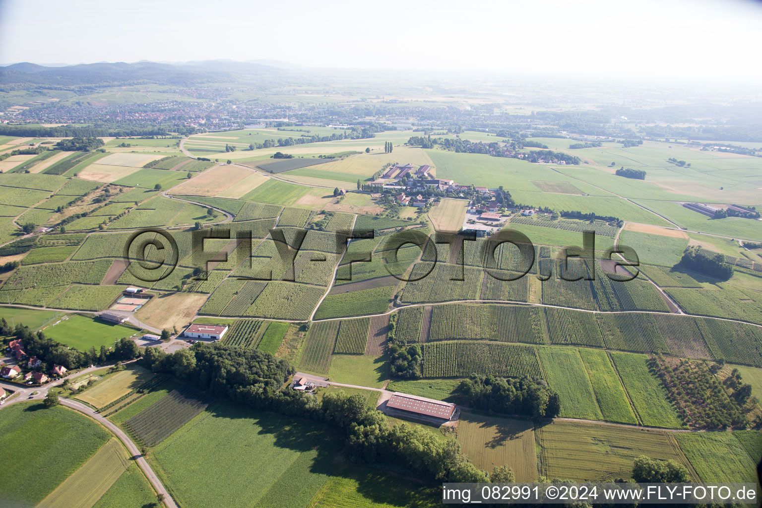 Aerial view of Steinseltz in the state Bas-Rhin, France