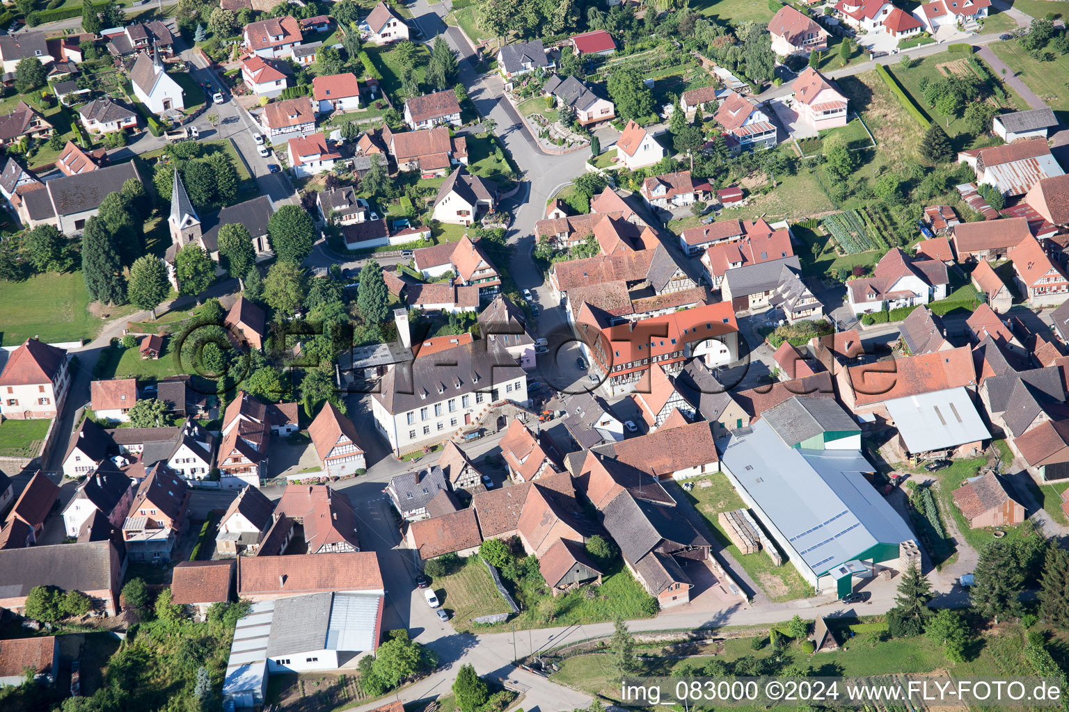 Steinseltz in the state Bas-Rhin, France seen from above