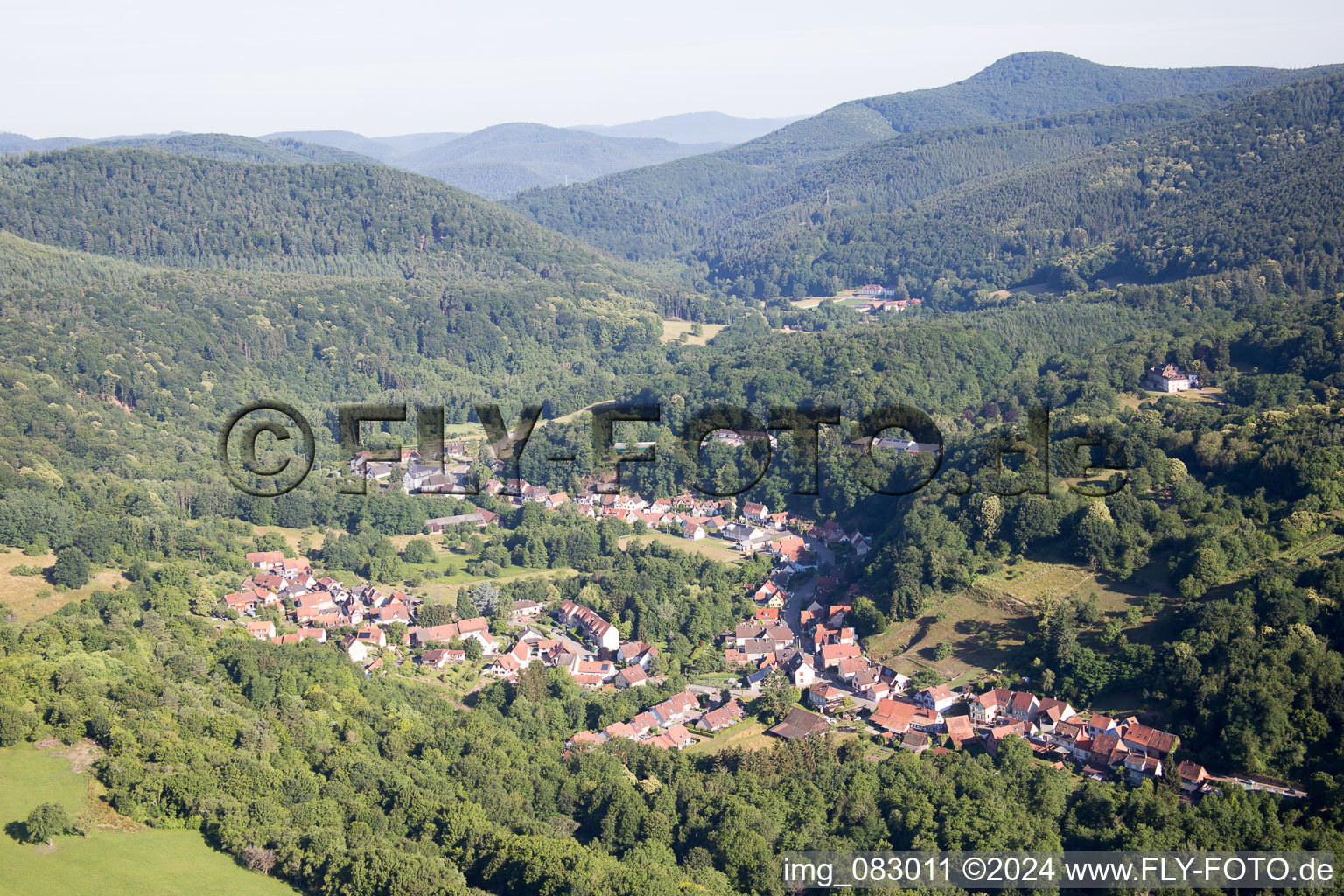 Aerial view of Weiler in the state Bas-Rhin, France