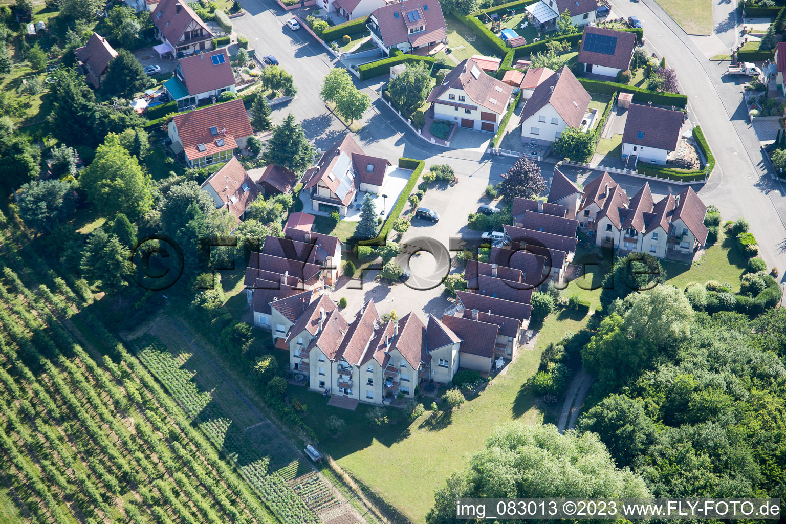 Wissembourg in the state Bas-Rhin, France from above