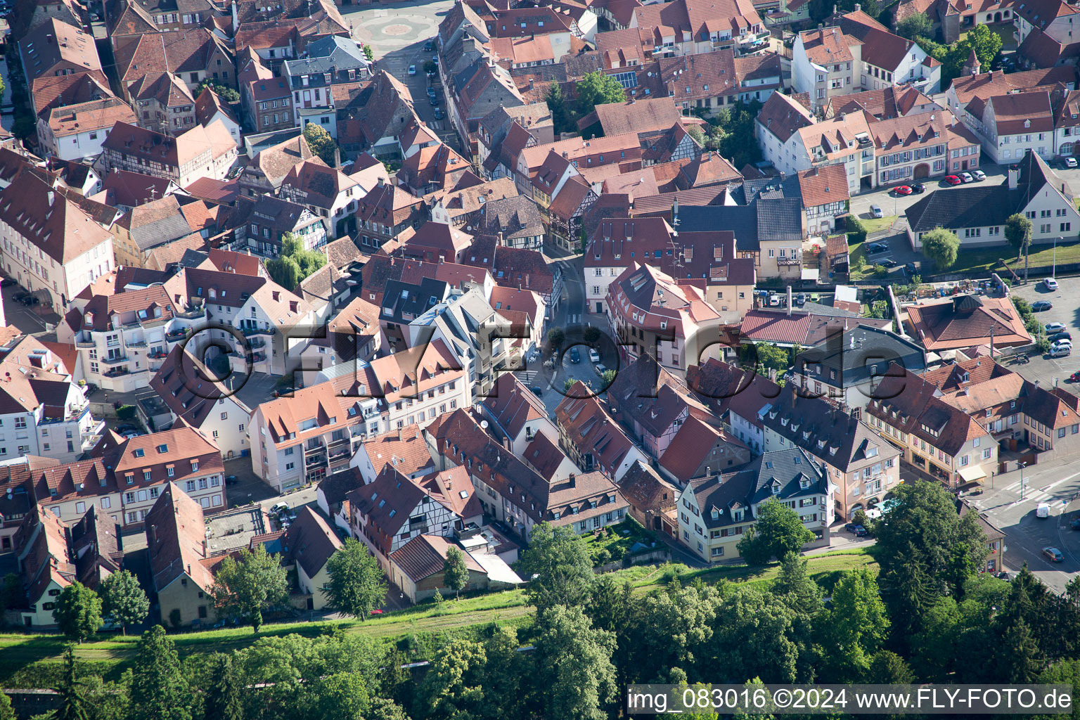 Wissembourg in the state Bas-Rhin, France from the plane