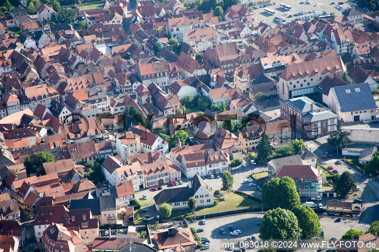 Wissembourg in the state Bas-Rhin, France viewn from the air