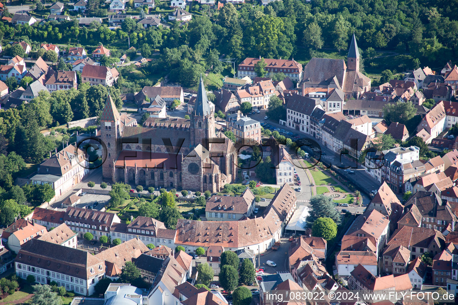 Wissembourg in the state Bas-Rhin, France from a drone