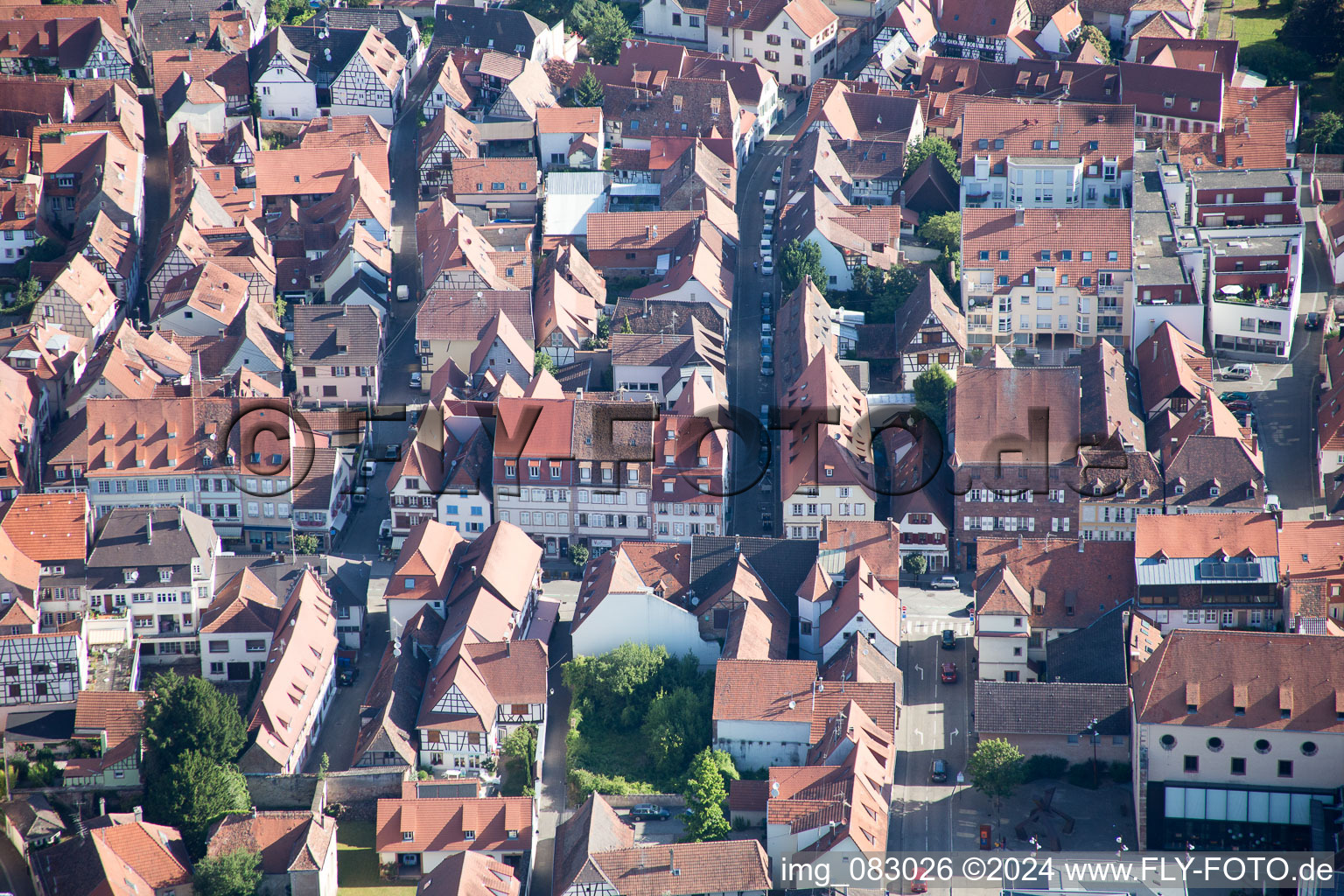 Wissembourg in the state Bas-Rhin, France seen from a drone