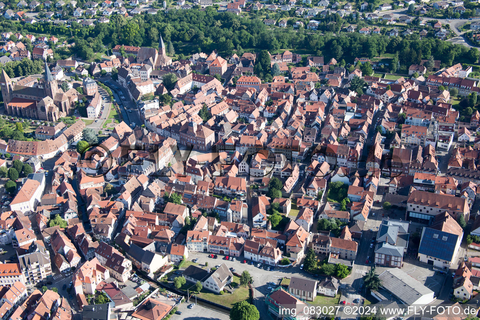 Aerial view of Wissembourg in the state Bas-Rhin, France