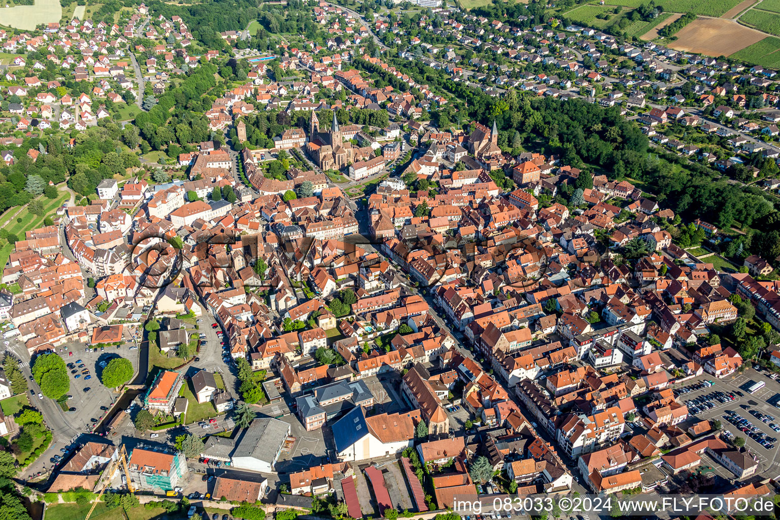 Old Town area and city center in Wissembourg in Grand Est, France