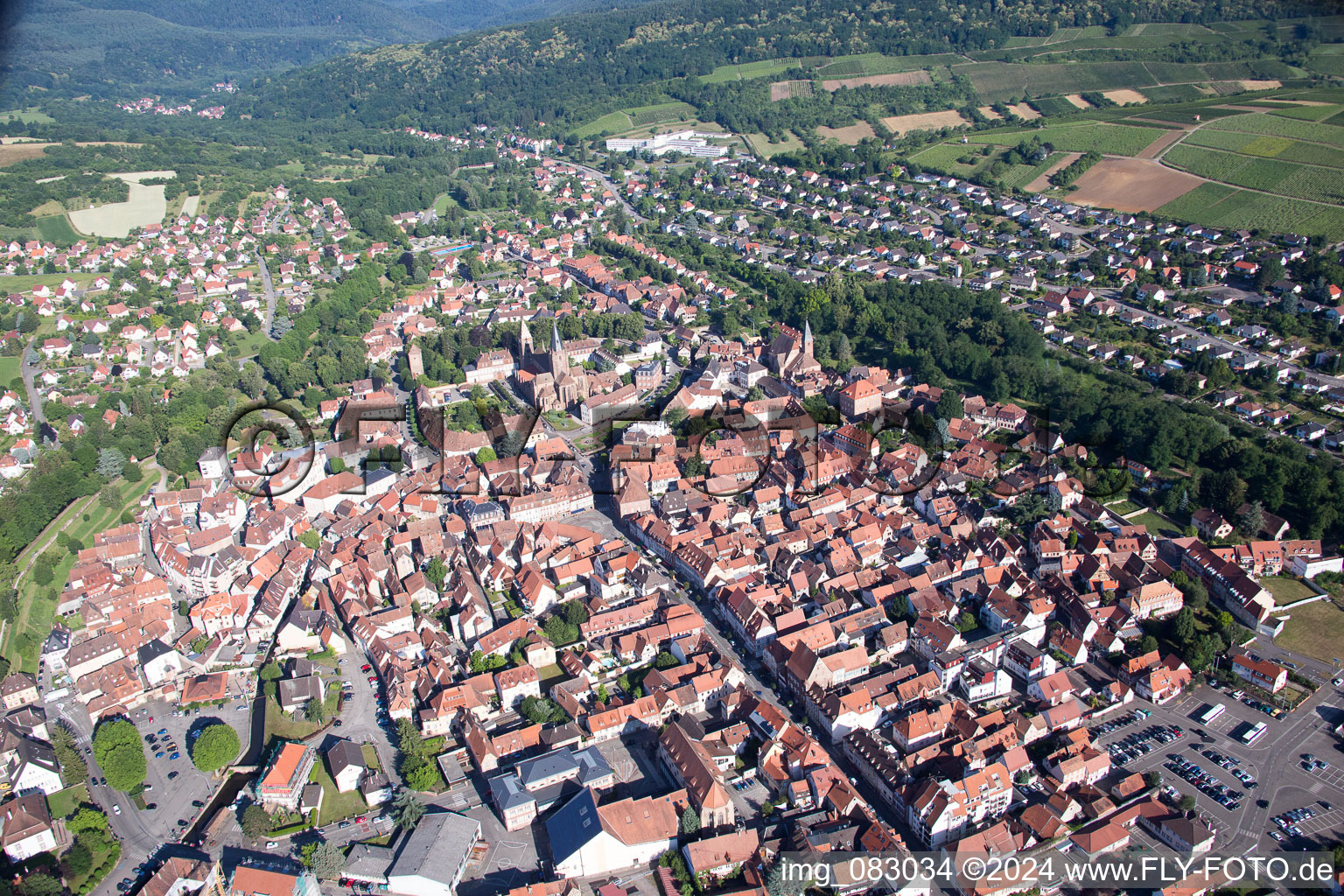 Wissembourg in the state Bas-Rhin, France from the plane