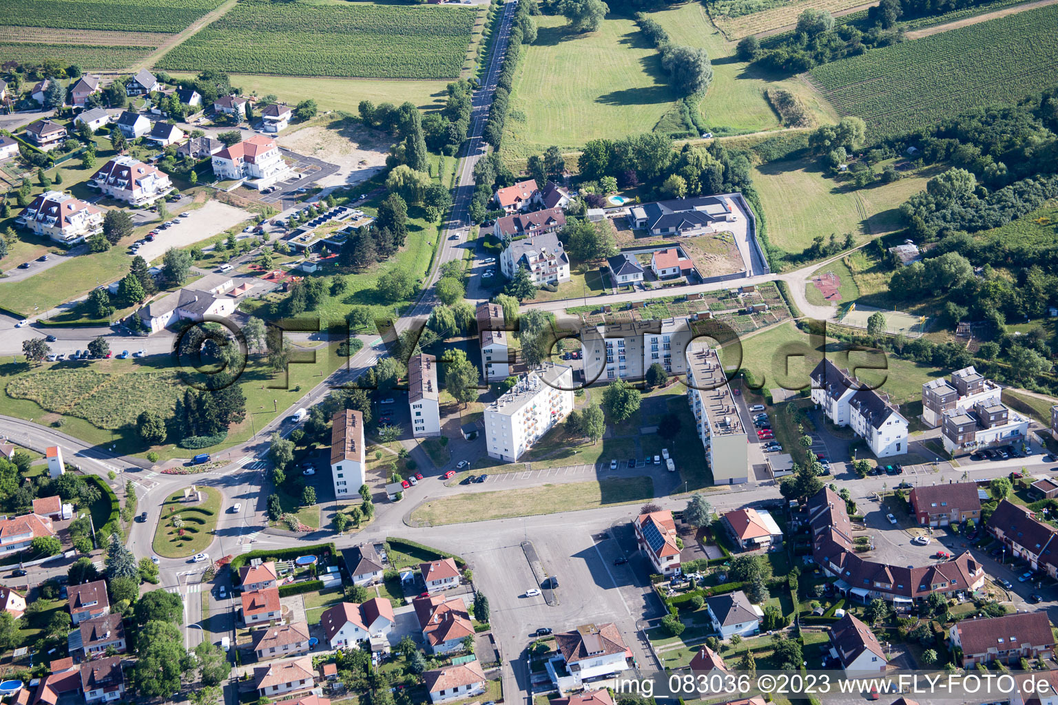Bird's eye view of Wissembourg in the state Bas-Rhin, France