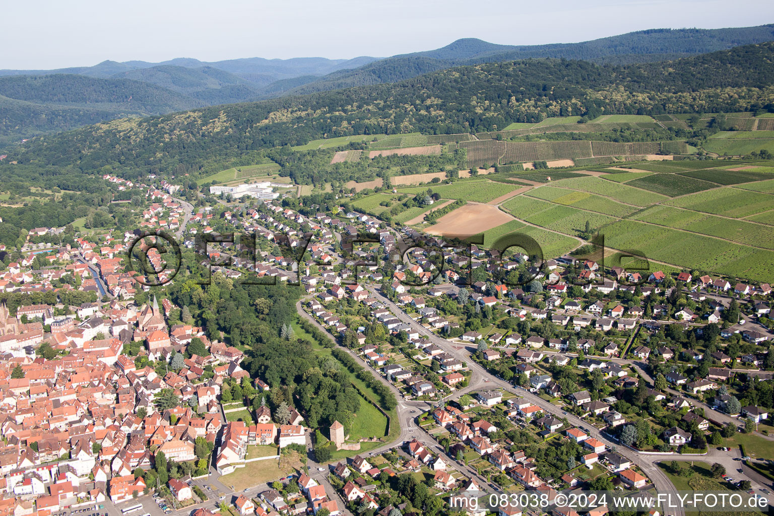 Wissembourg in the state Bas-Rhin, France viewn from the air