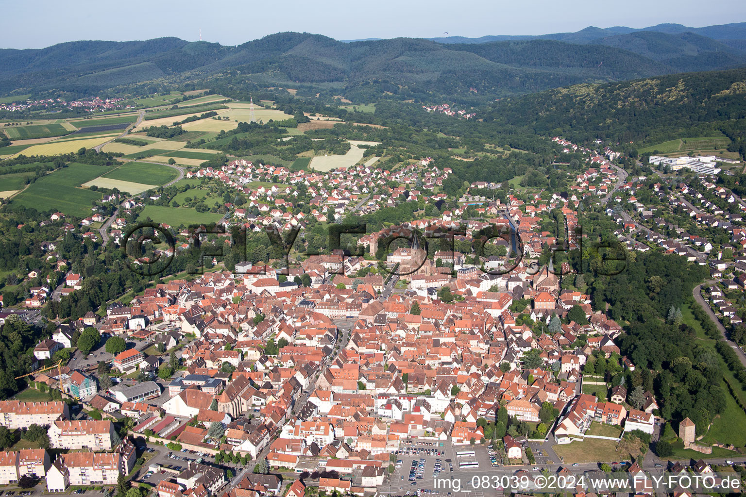 Drone recording of Wissembourg in the state Bas-Rhin, France