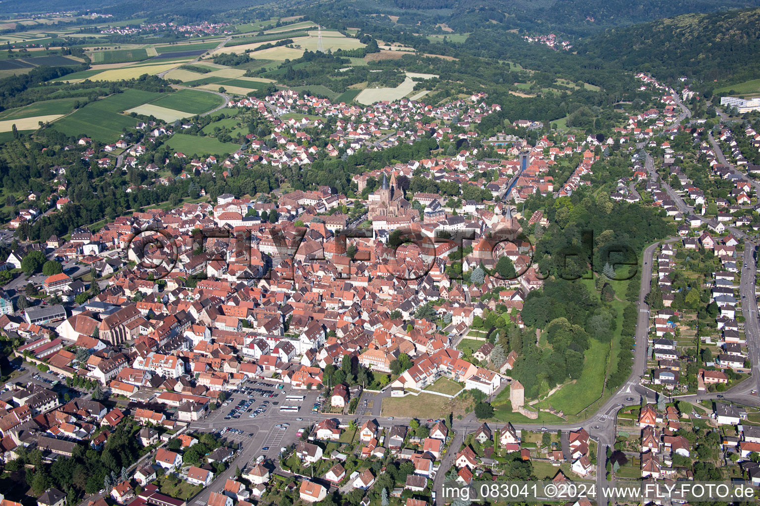 Wissembourg in the state Bas-Rhin, France from the drone perspective