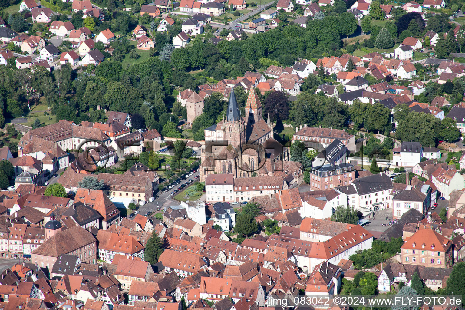 Wissembourg in the state Bas-Rhin, France from a drone