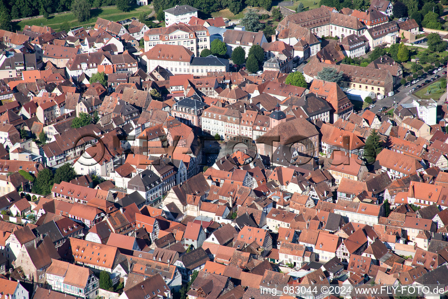 Aerial view of Wissembourg in the state Bas-Rhin, France