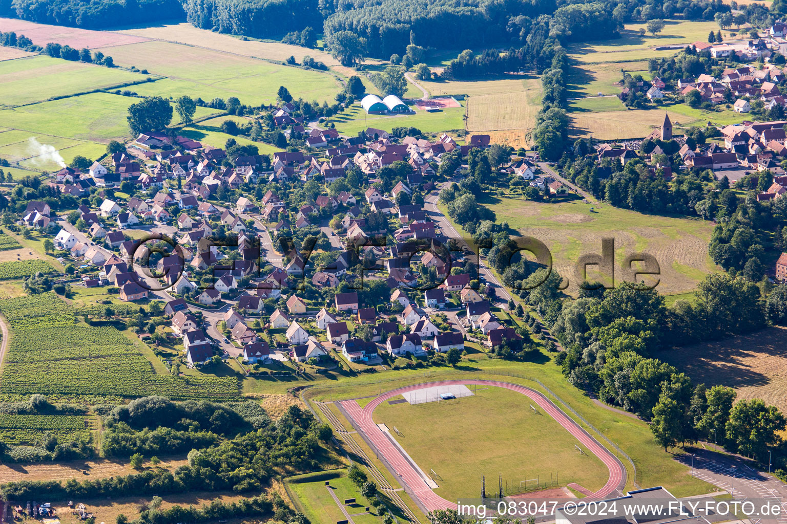 Aerial view of District Altenstadt in Wissembourg in the state Bas-Rhin, France