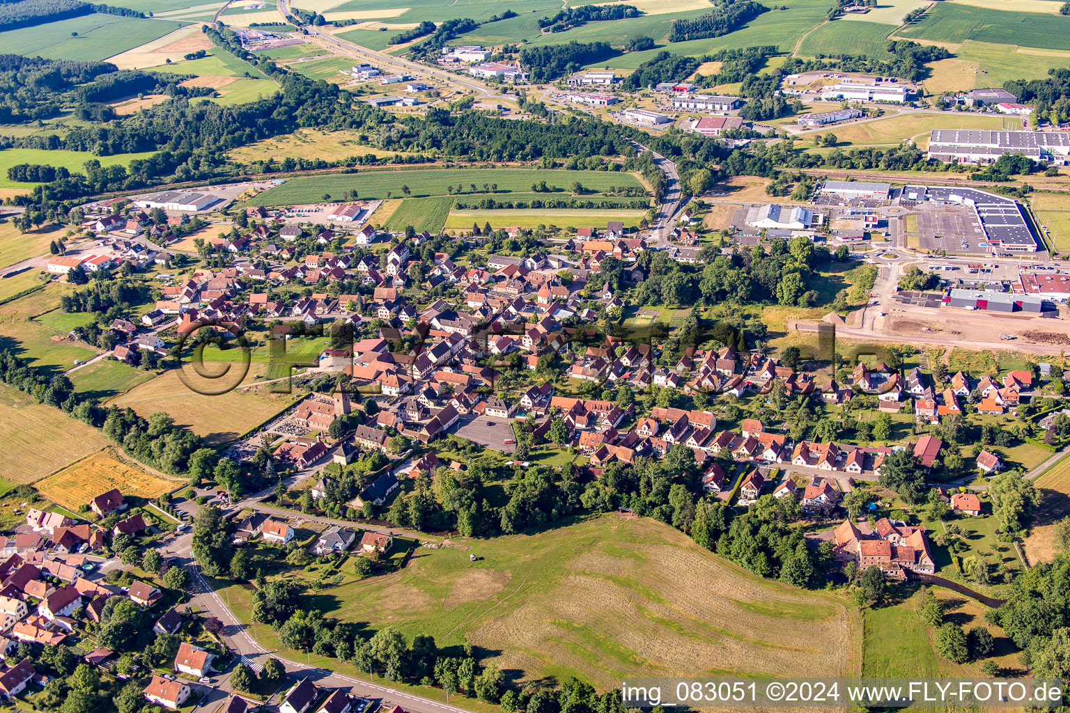 Oblique view of District Altenstadt in Wissembourg in the state Bas-Rhin, France