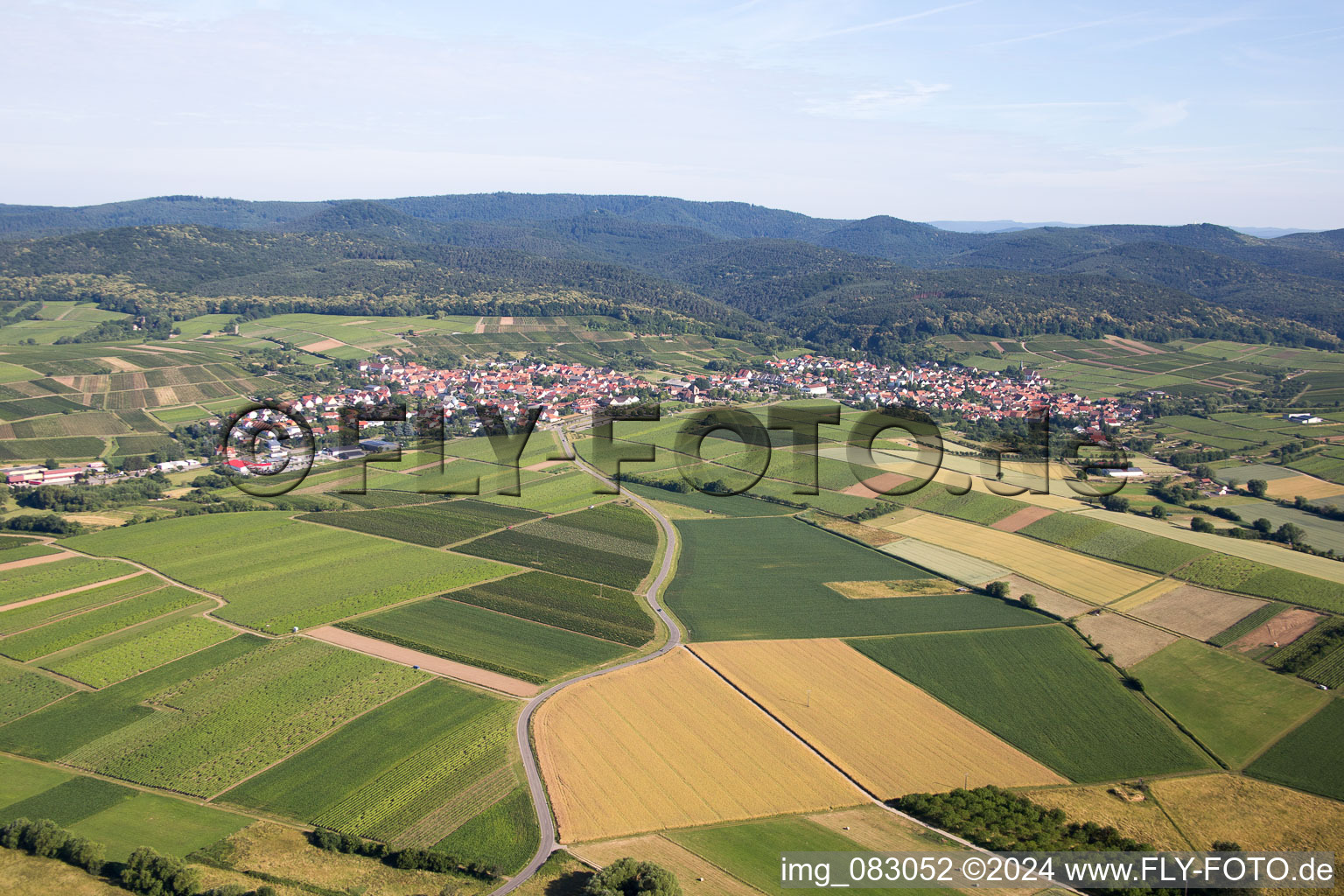 Oblique view of District Schweigen in Schweigen-Rechtenbach in the state Rhineland-Palatinate, Germany