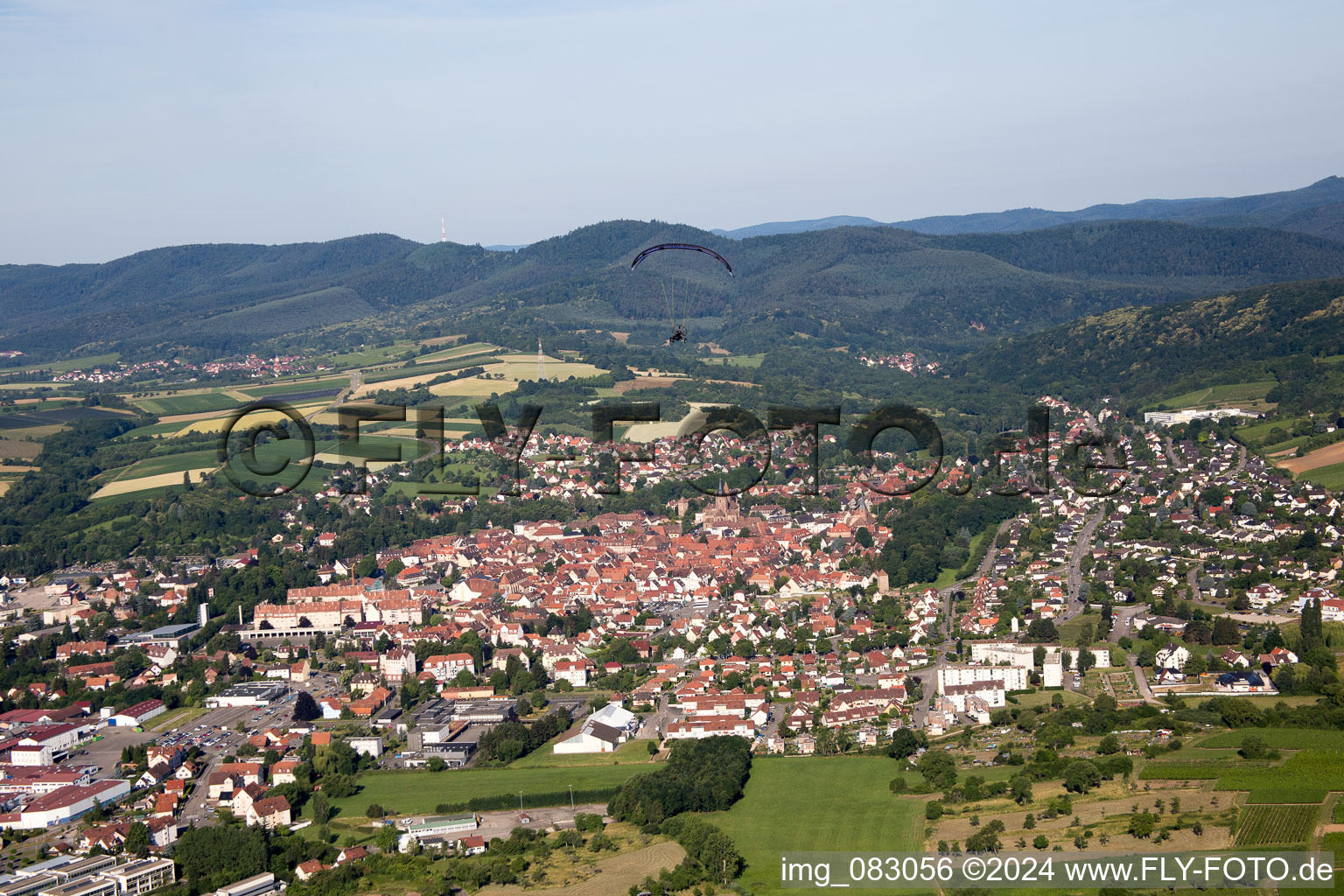 Aerial view of Wissembourg in the state Bas-Rhin, France