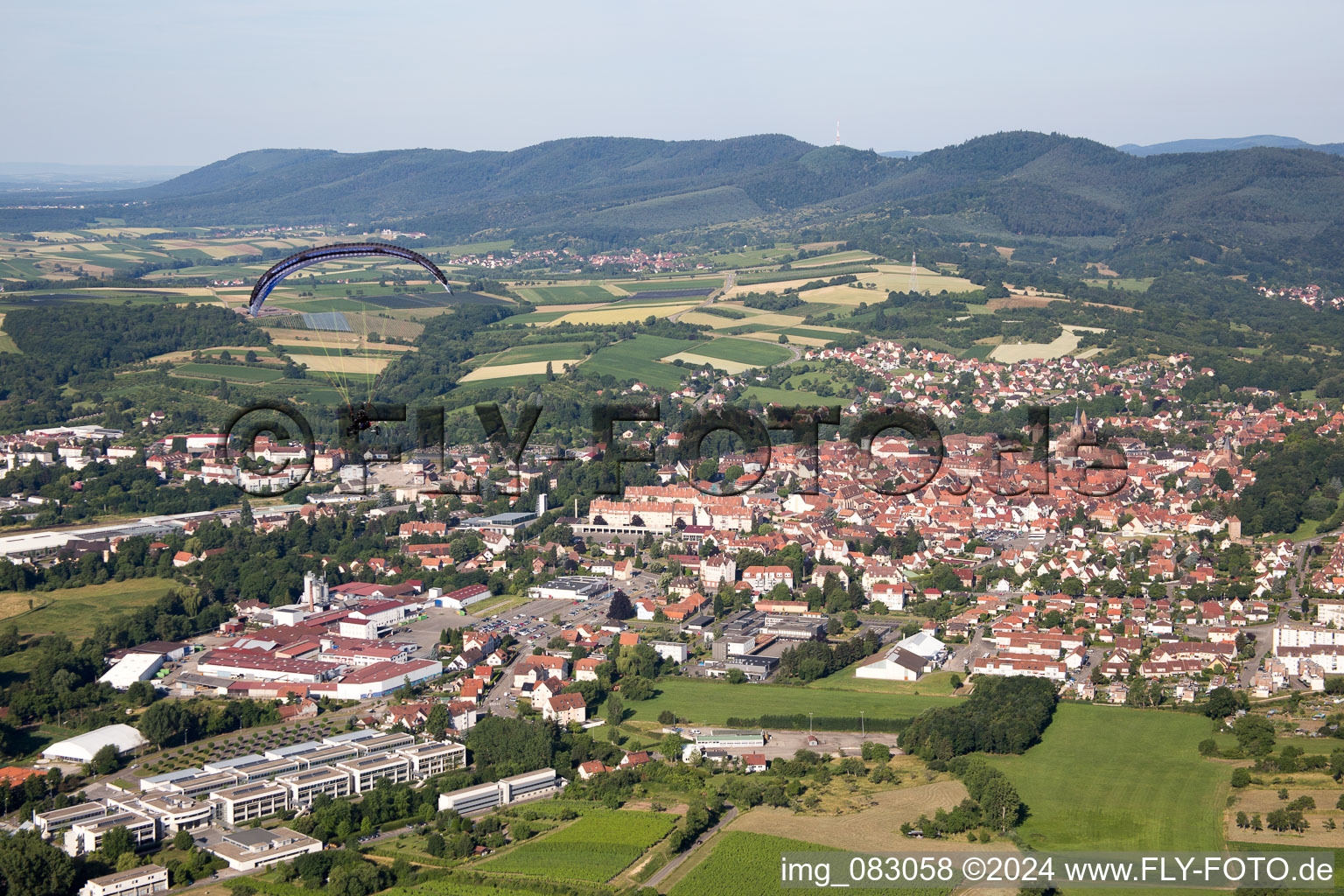 Oblique view of Wissembourg in the state Bas-Rhin, France