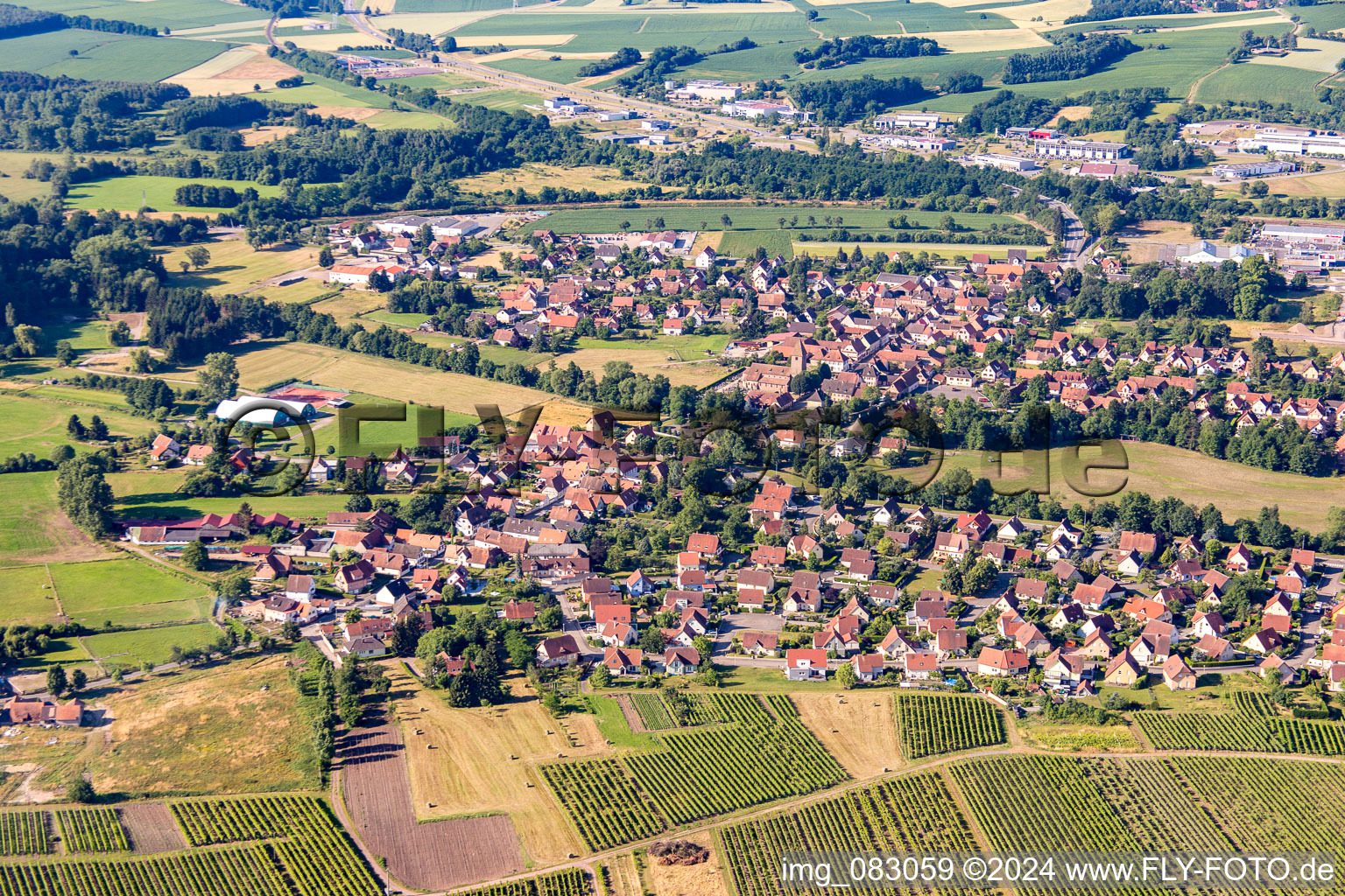 District Altenstadt in Wissembourg in the state Bas-Rhin, France from above