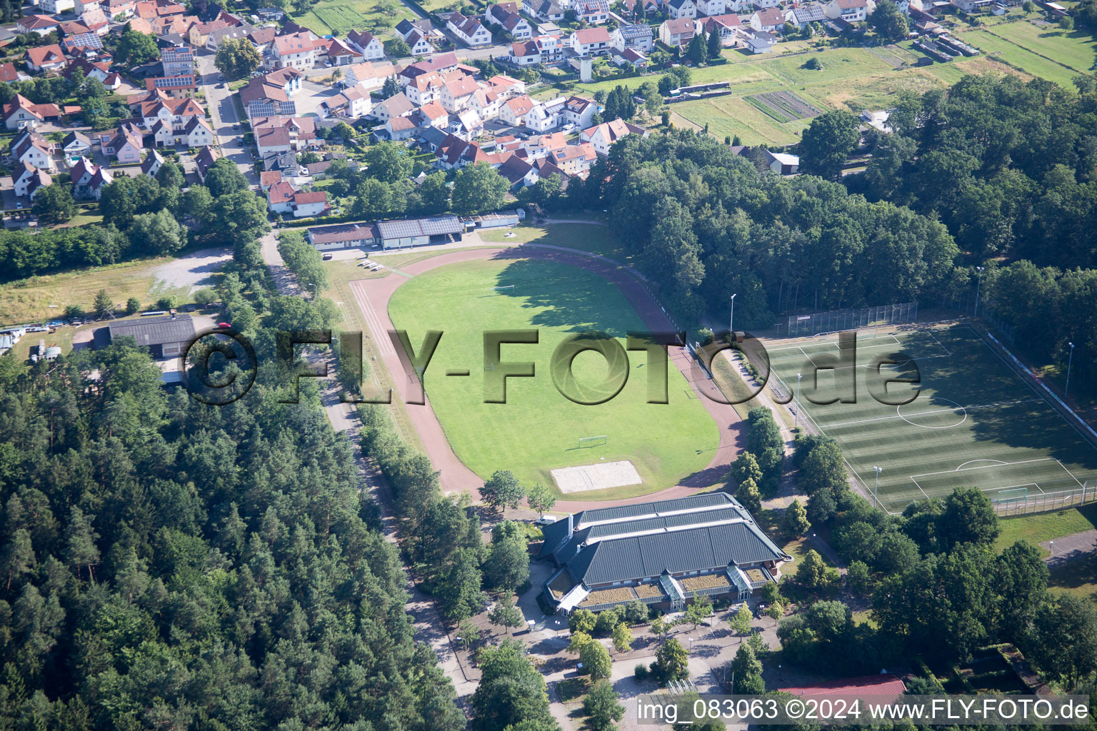 District Schaidt in Wörth am Rhein in the state Rhineland-Palatinate, Germany seen from a drone