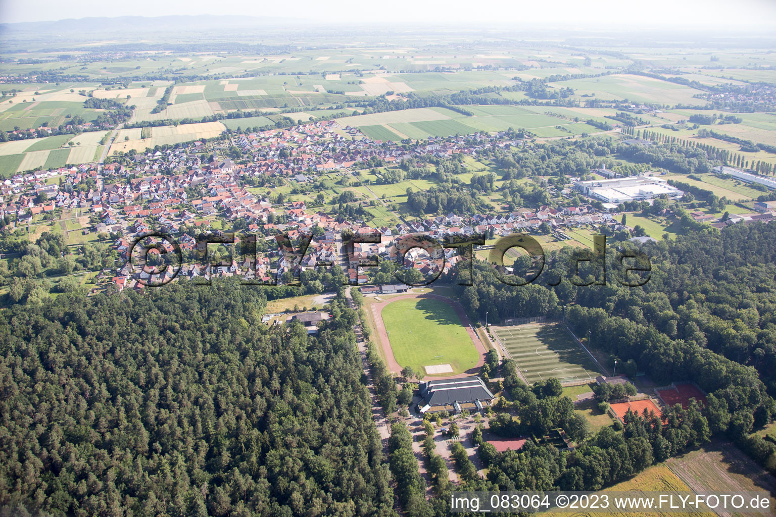 Aerial view of District Schaidt in Wörth am Rhein in the state Rhineland-Palatinate, Germany