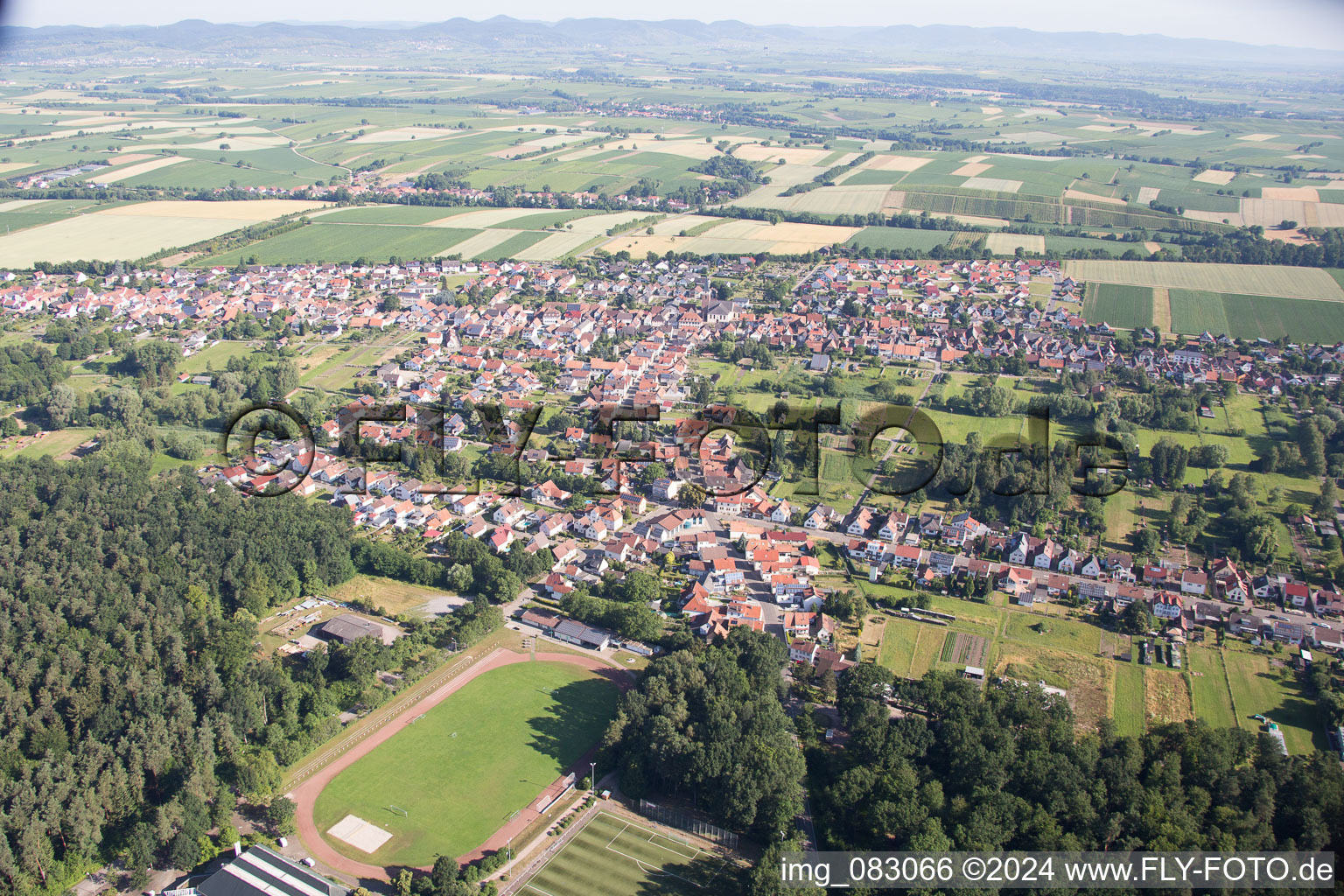 Oblique view of District Schaidt in Wörth am Rhein in the state Rhineland-Palatinate, Germany