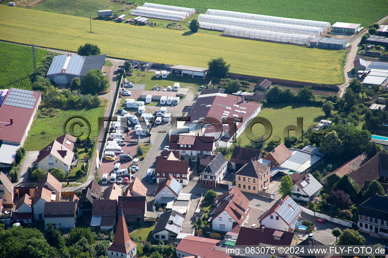 Minfeld in the state Rhineland-Palatinate, Germany seen from above