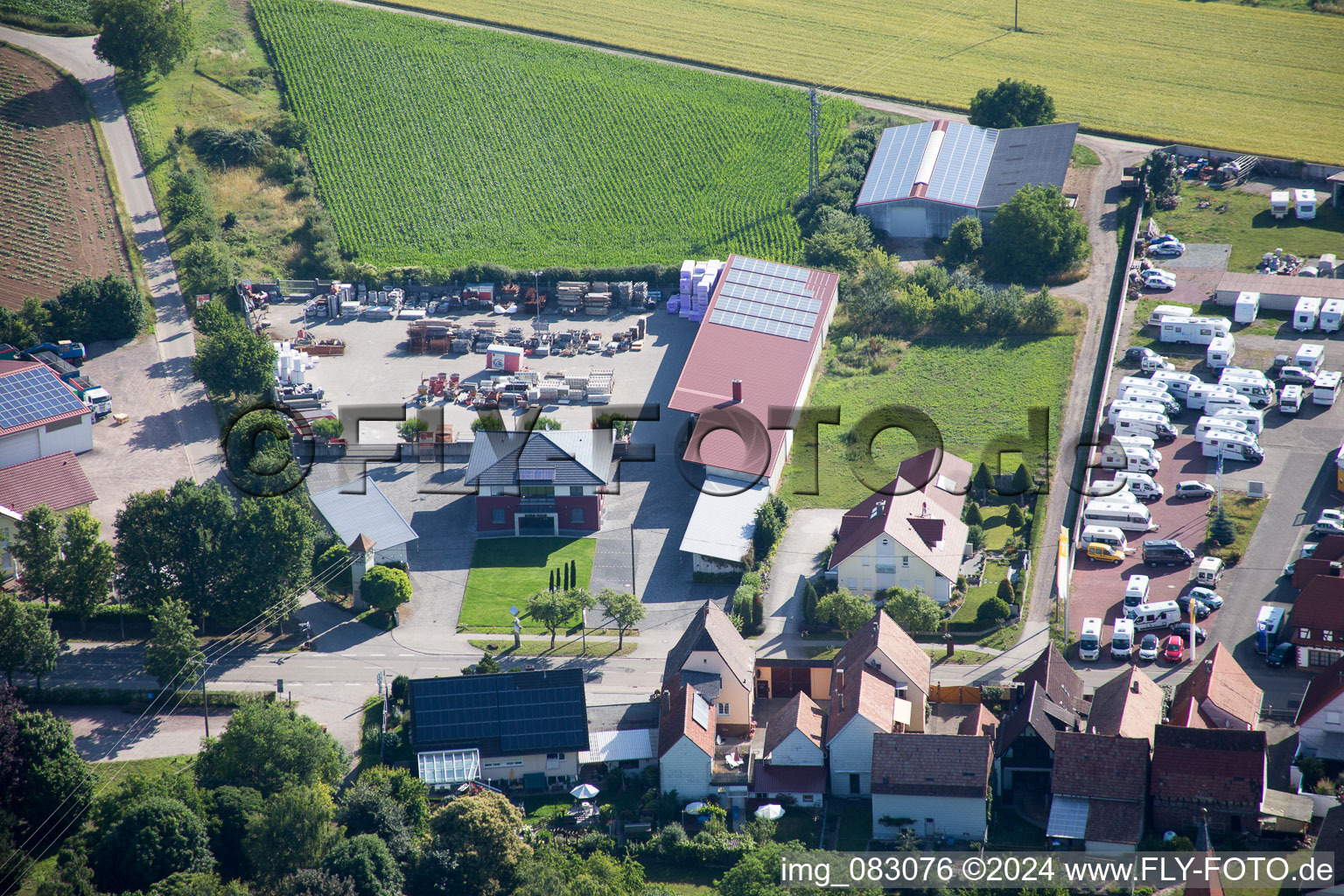 Minfeld in the state Rhineland-Palatinate, Germany from the plane