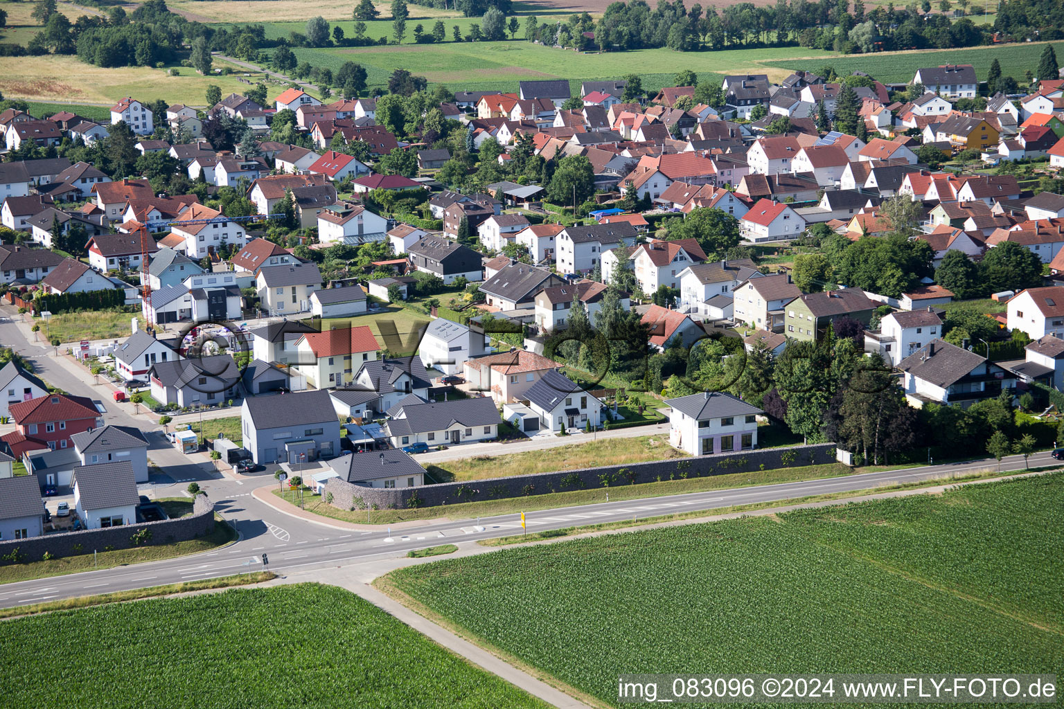 Drone image of Minfeld in the state Rhineland-Palatinate, Germany