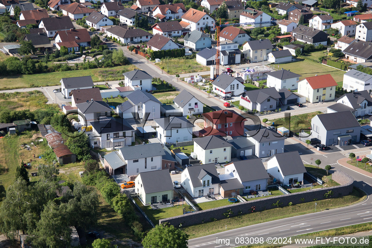 Minfeld in the state Rhineland-Palatinate, Germany from a drone