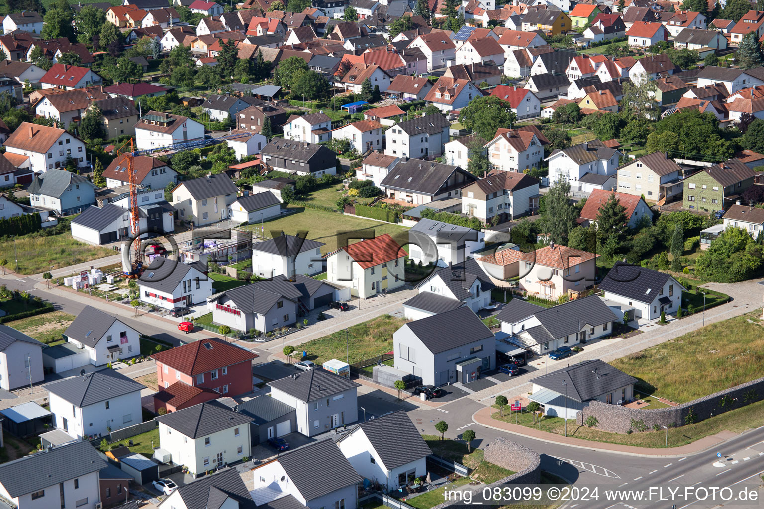 Minfeld in the state Rhineland-Palatinate, Germany seen from a drone