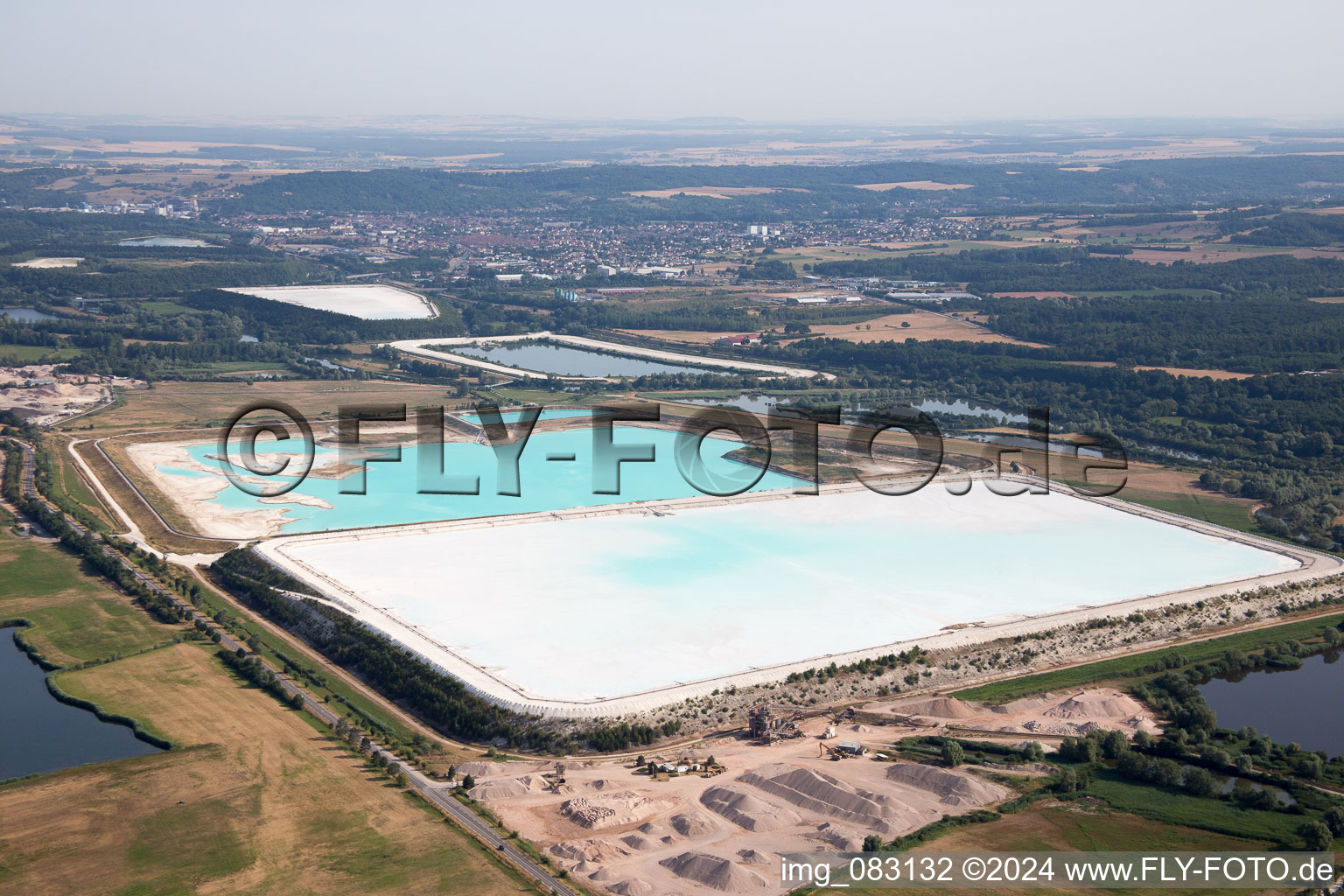 Brown - white salt pans for salt extraction in RosiA?res-aux-Salines in Alsace-Champagne-Ardenne-Lorraine, France