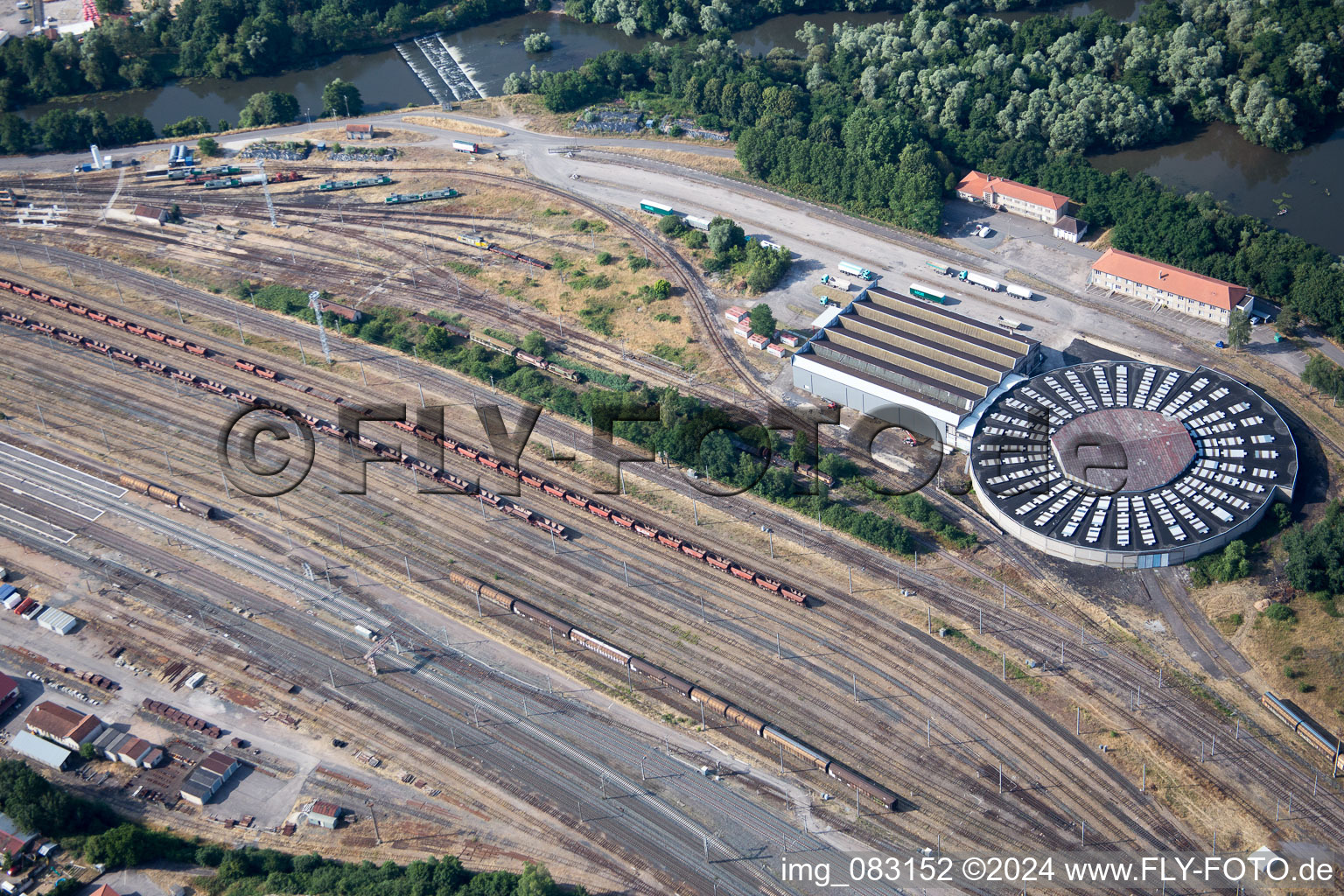Railway depot and repair shop for maintenance and repair of trains of the SNCF in DameleviA?res in Grand Est, France