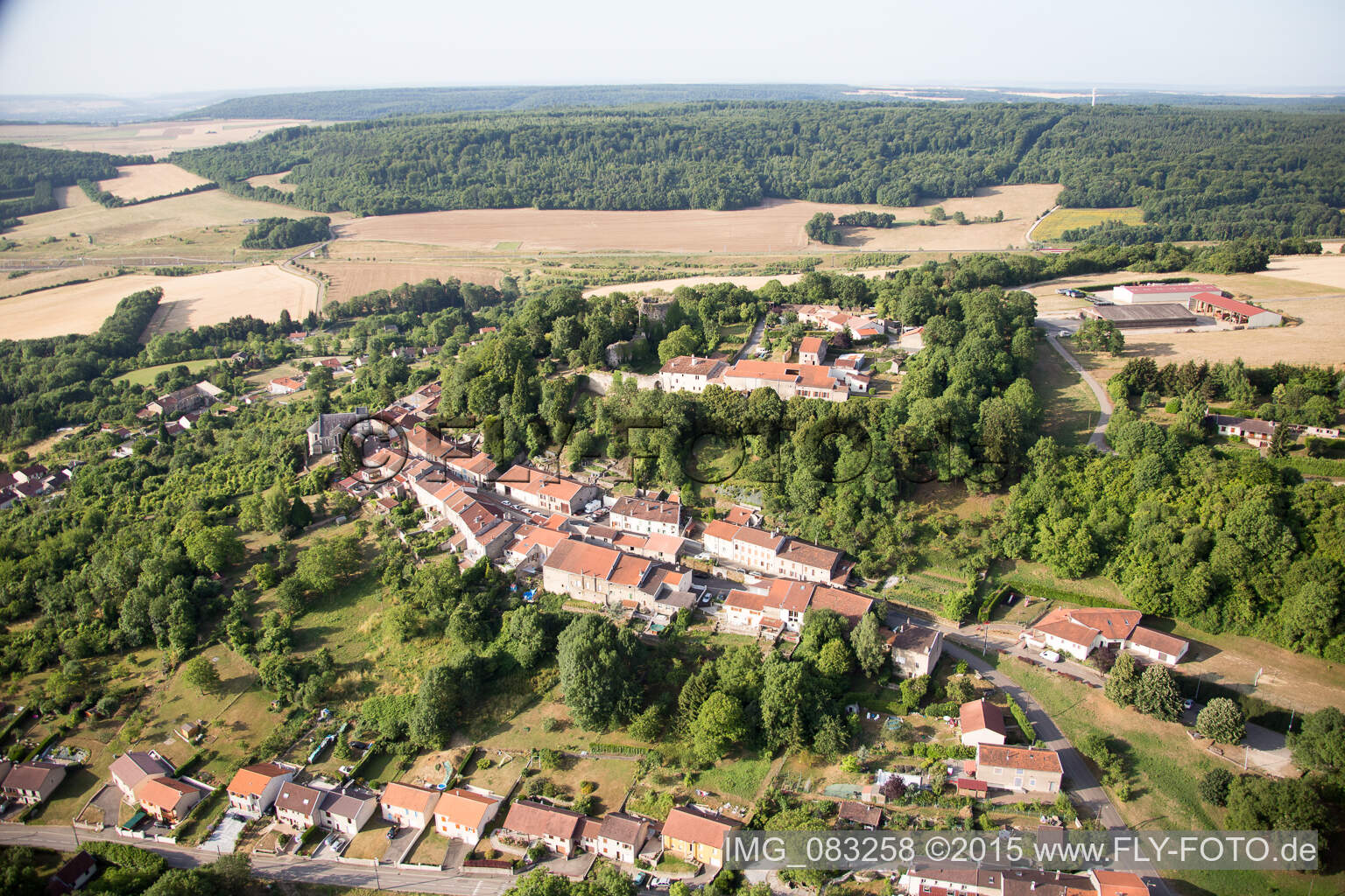 Aerial view of Prény in the state Meurthe et Moselle, France