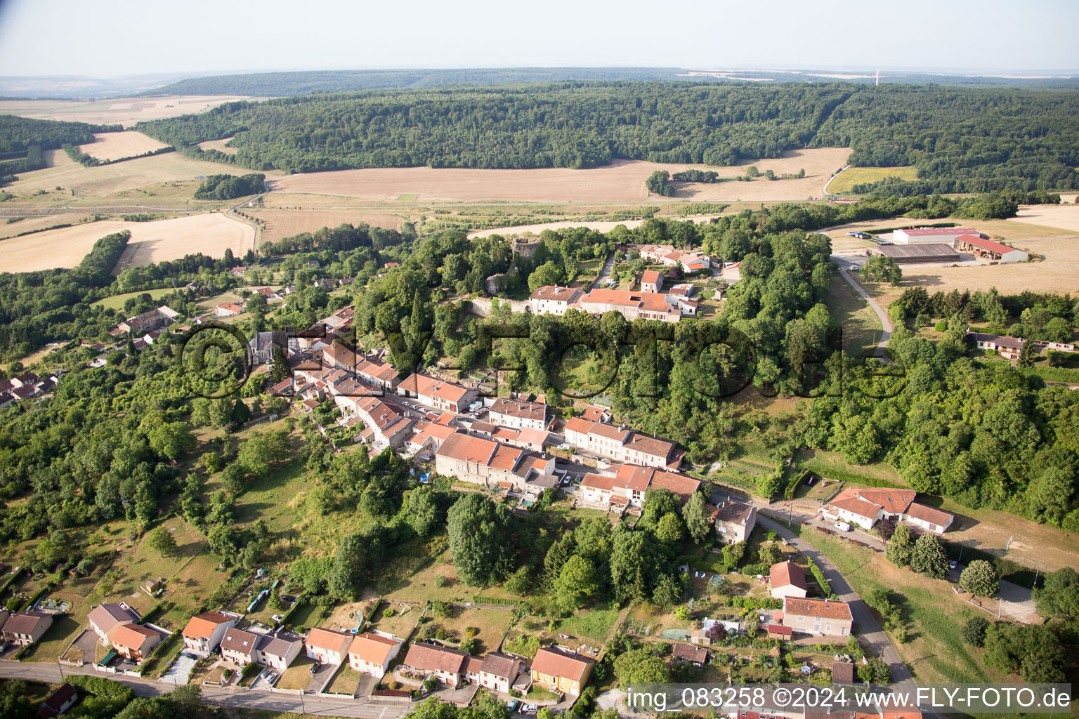 Aerial view of Prény in the state Meurthe et Moselle, France