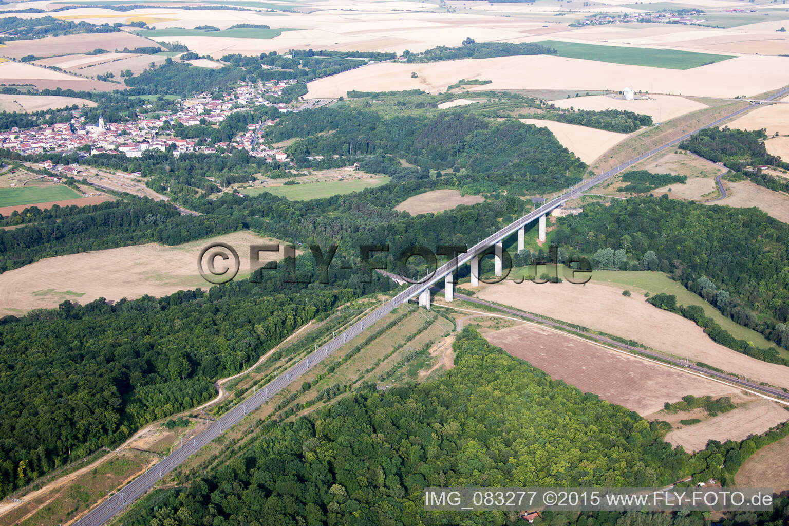 Railway bridge building to route the train tracks of TGV route in Thiaucourt-Regnieville in Grand Est, France