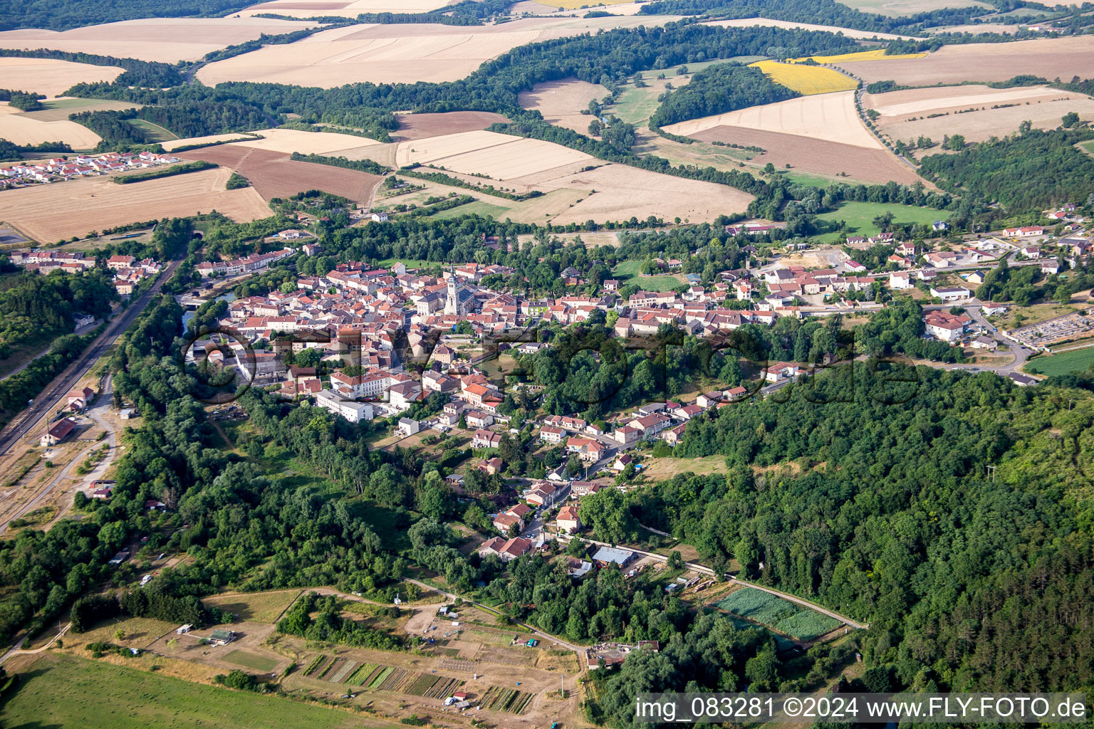 Aerial photograpy of Village view in Thiaucourt-Regnieville in Grand Est, France
