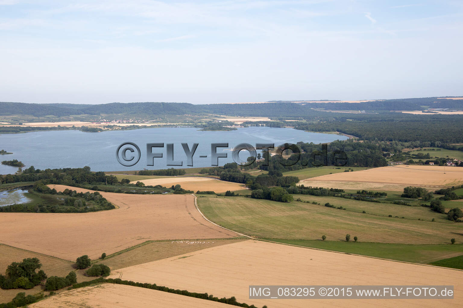 Aerial view of Lake Madine in Essey-et-Maizerais in the state Meurthe et Moselle, France