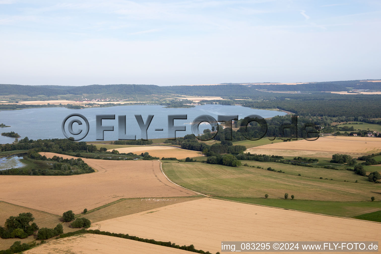 Aerial view of Lake Madine in Essey-et-Maizerais in the state Meurthe et Moselle, France