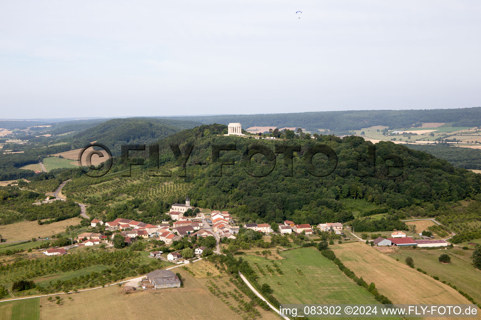 Aerial view of American War Memorial in Montsec in the state Meuse, France