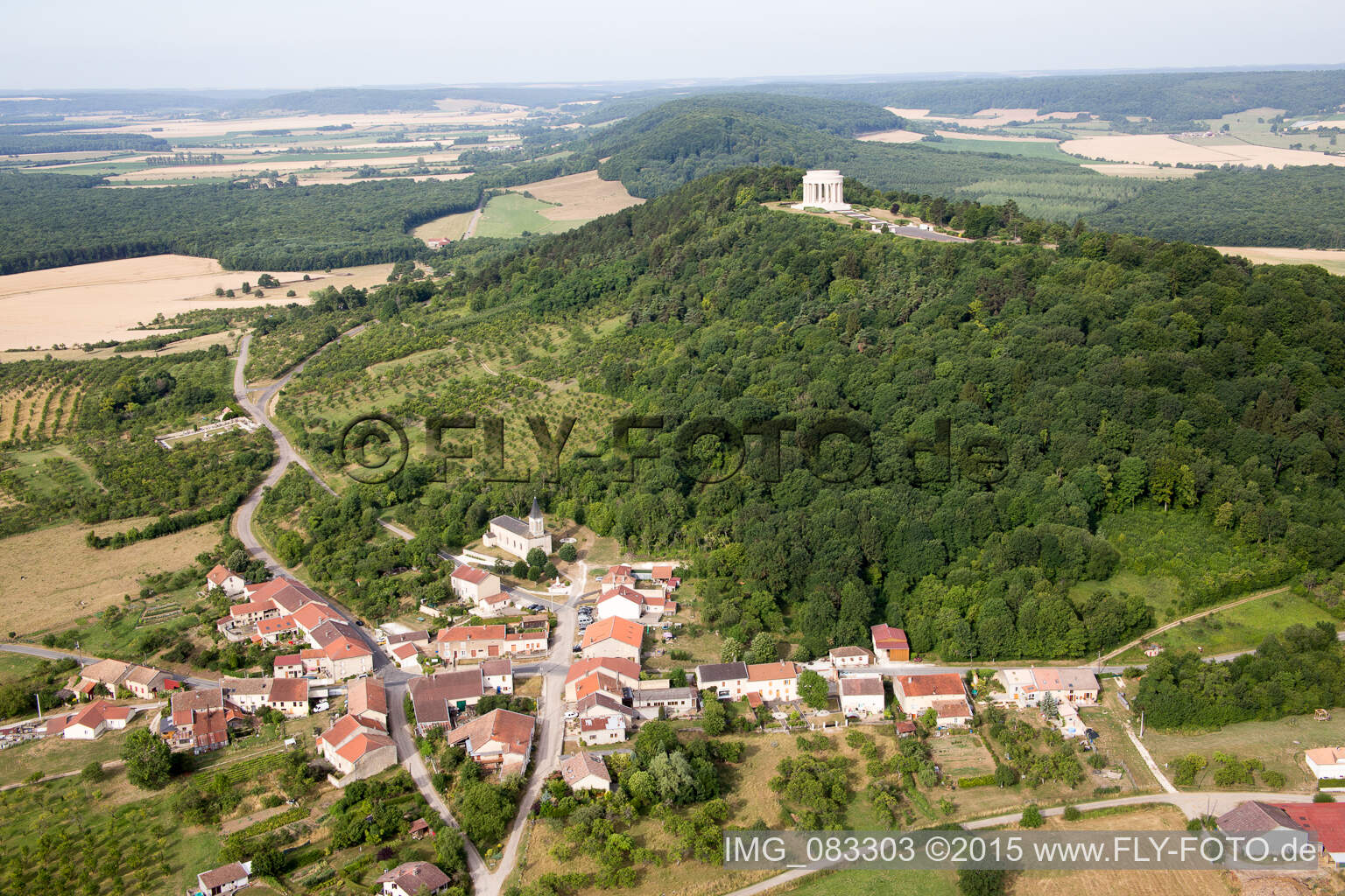 Aerial photograpy of American War Memorial in Montsec in the state Meuse, France