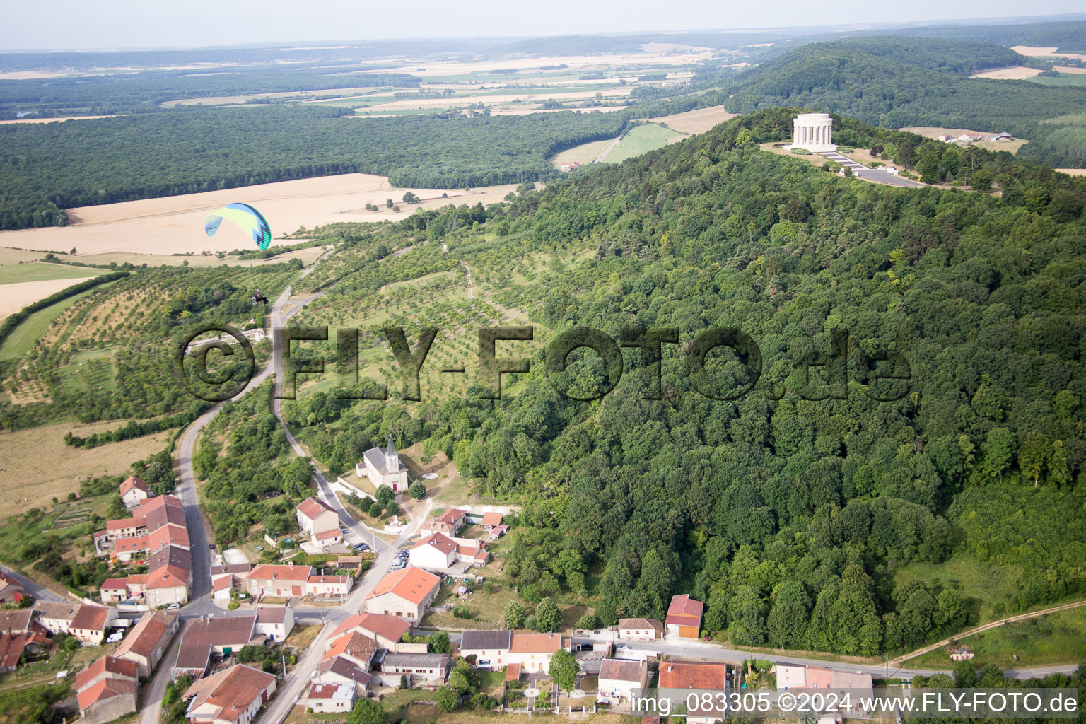 American War Memorial in Montsec in the state Meuse, France from above