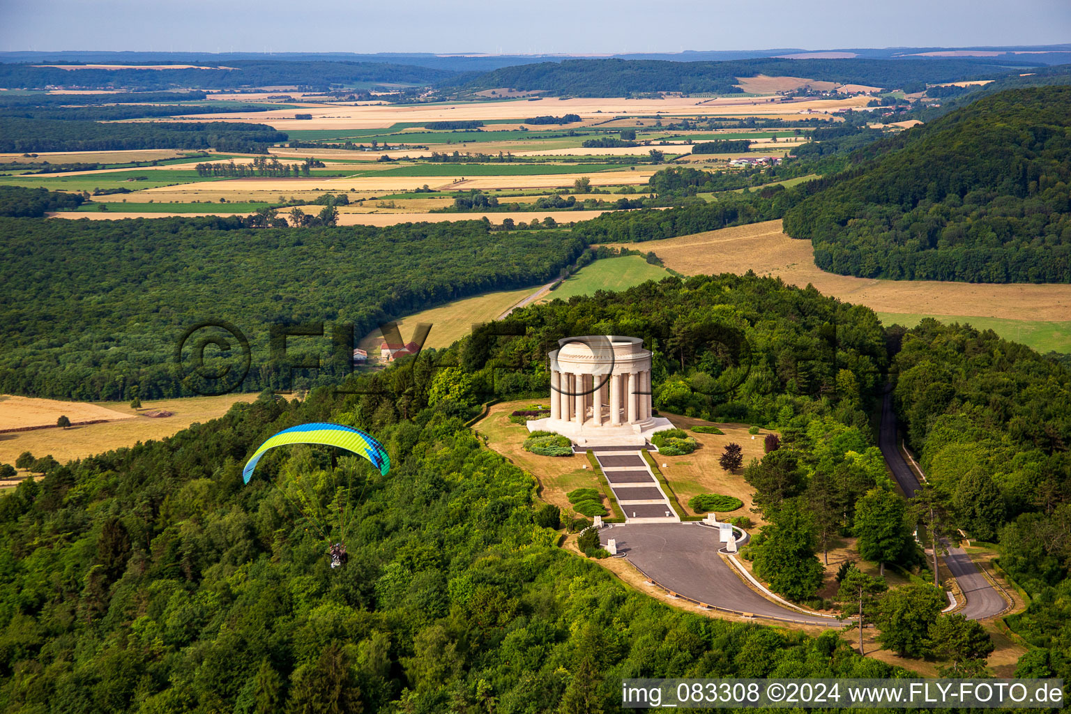 Tourist attraction of the historic monument Butte de Montsec of the American battle monuments commission in Montsec in Alsace-Champagne-Ardenne-Lorraine, France