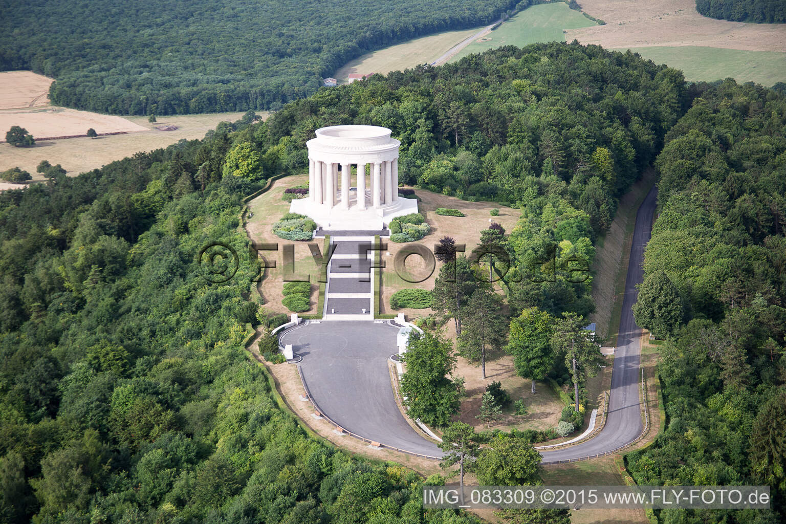 American War Memorial in Montsec in the state Meuse, France from the plane