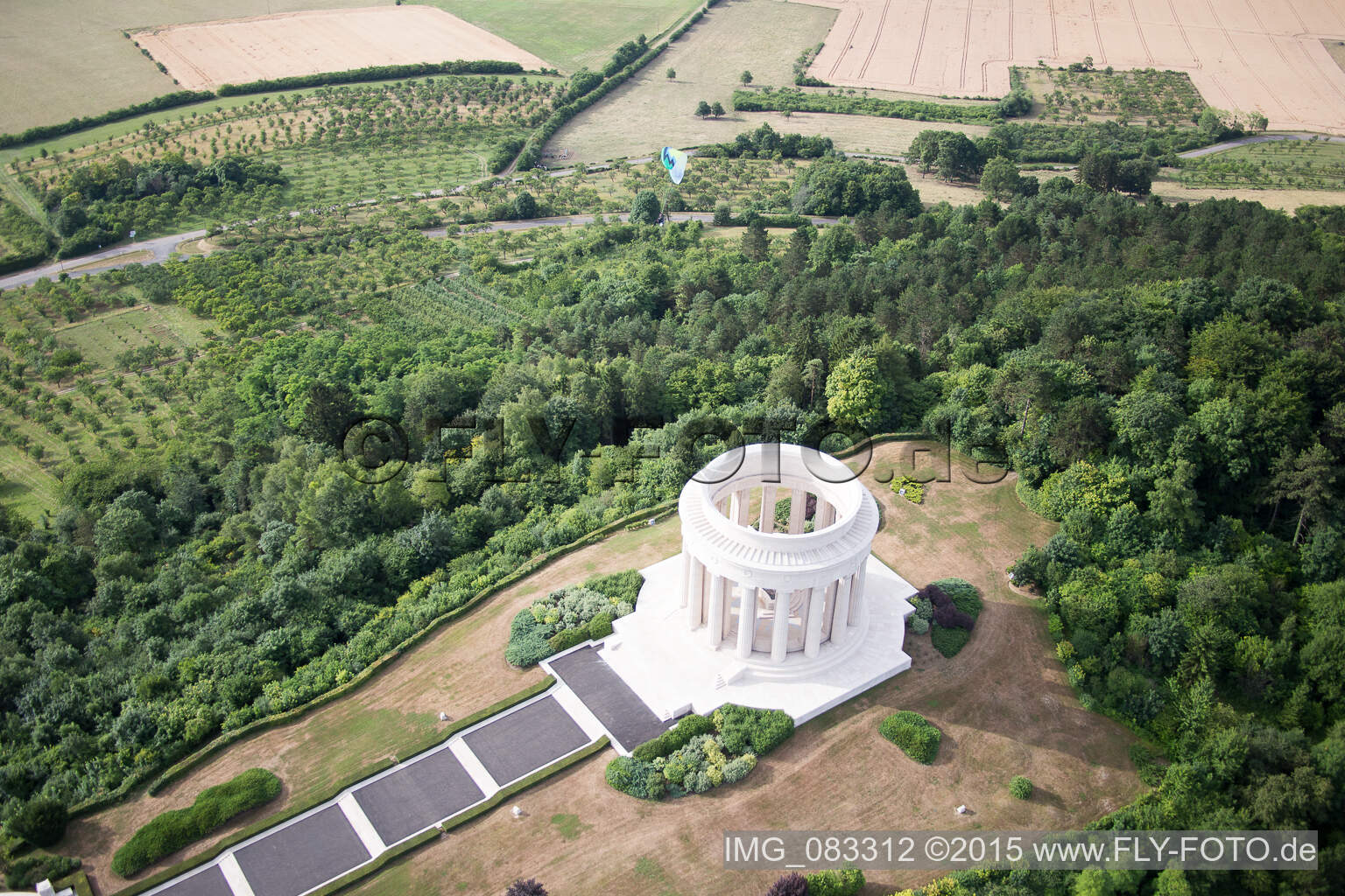 Drone recording of American War Memorial in Montsec in the state Meuse, France